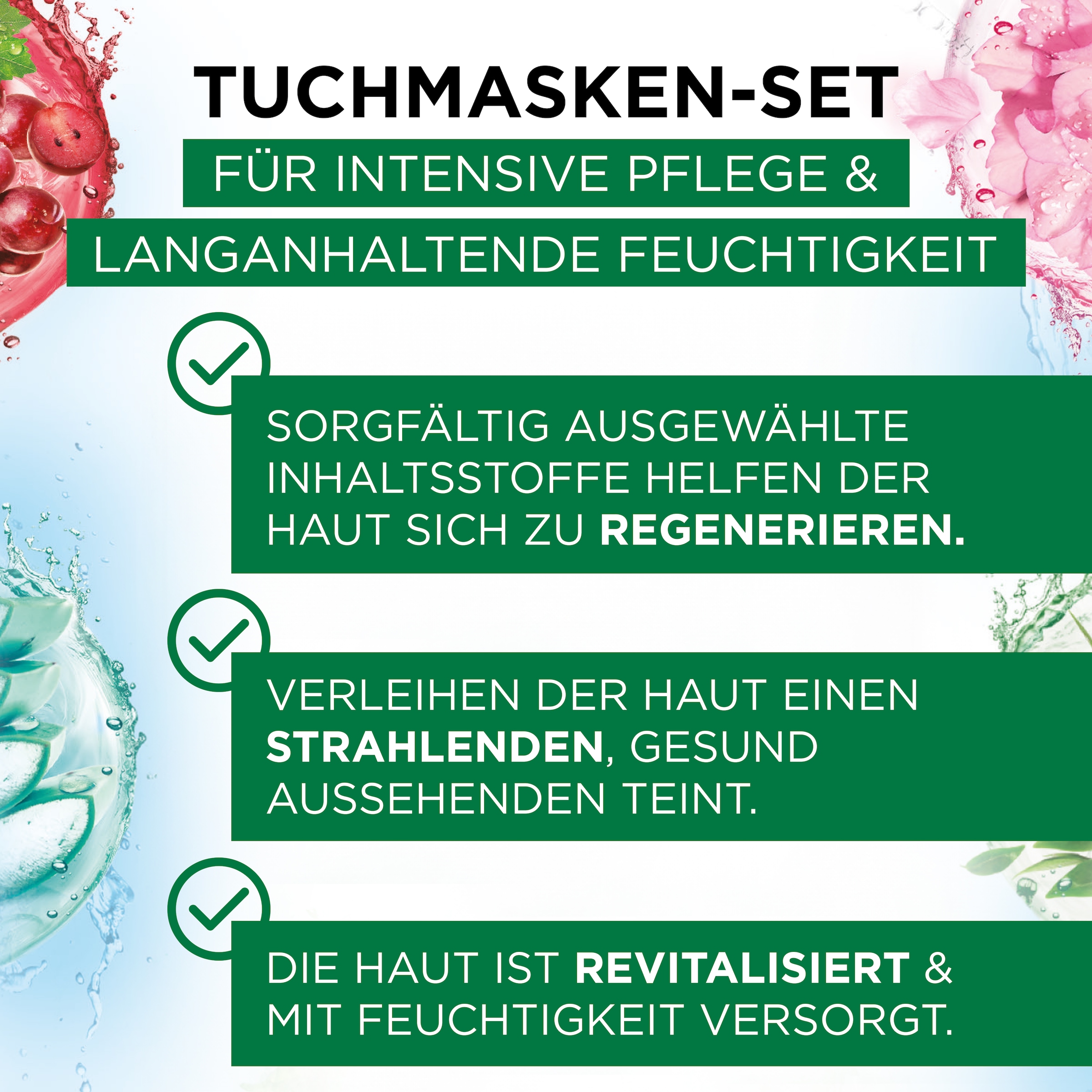 GARNIER Tuchmaske »SKIN ACTIVE TUCHMASKEN-SET« mit sieben regenerierenden Masken, für Gesicht und alle Hauttypen