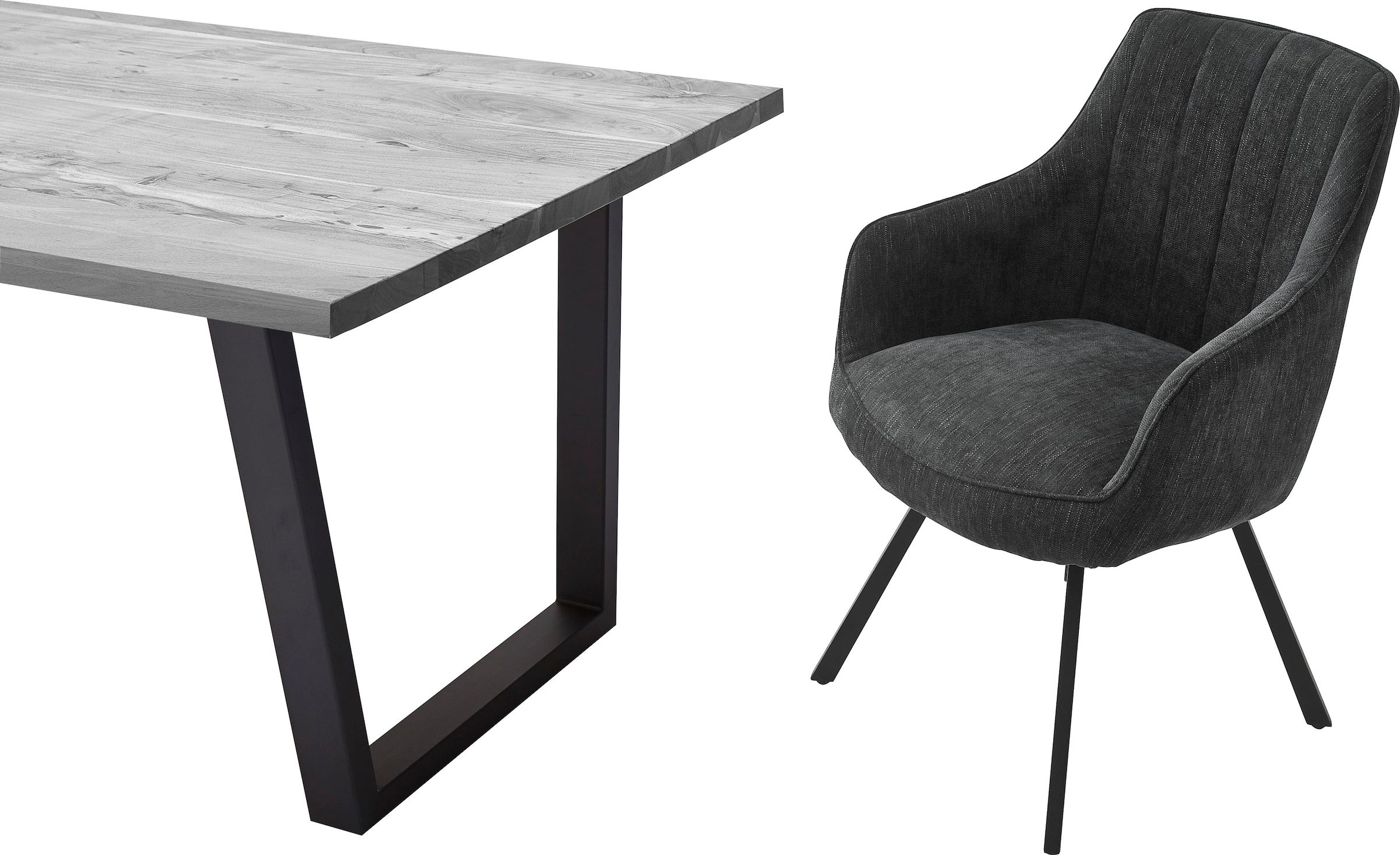 MCA furniture Esszimmerstuhl »Sassello«, (Set), 2 St., Stuhl 180°drehbar mit Nivellierung, Stoffbezug, belastbar bis 120 kg