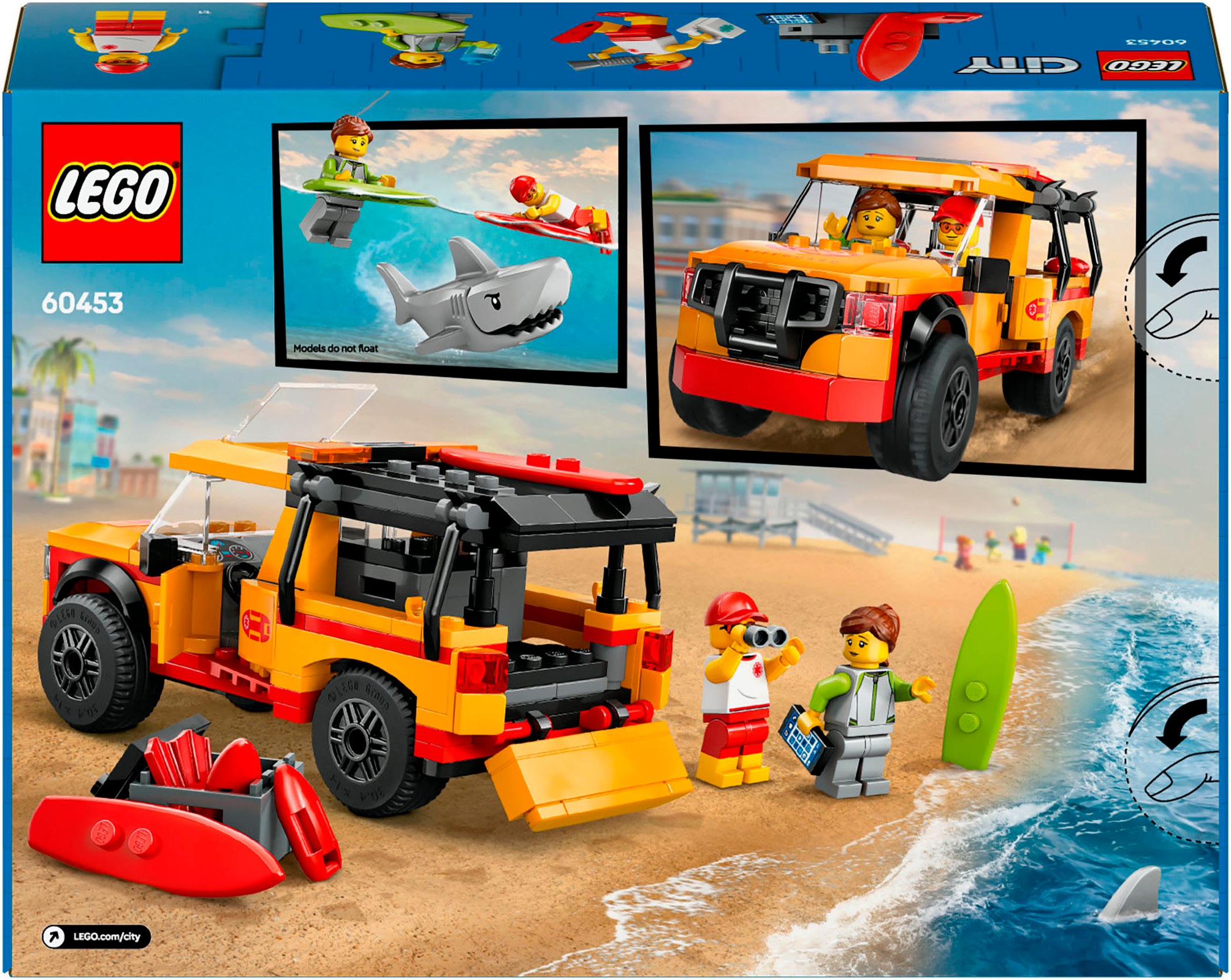 LEGO® Konstruktionsspielsteine »Einsatzfahrzeug der Rettungsschwimmer (60453), LEGO City«, (214 St.), Made in Europe