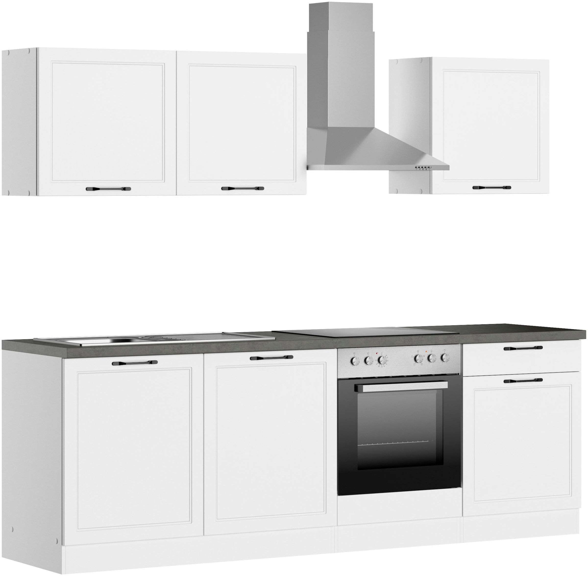 KOCHSTATION Küchenzeile »KS-Lani, mit MDF-Fronten«, Breite 240 cm, wahlweise mit E-Geräten, Höhen-Ausgleichsfüße 0-4 cm