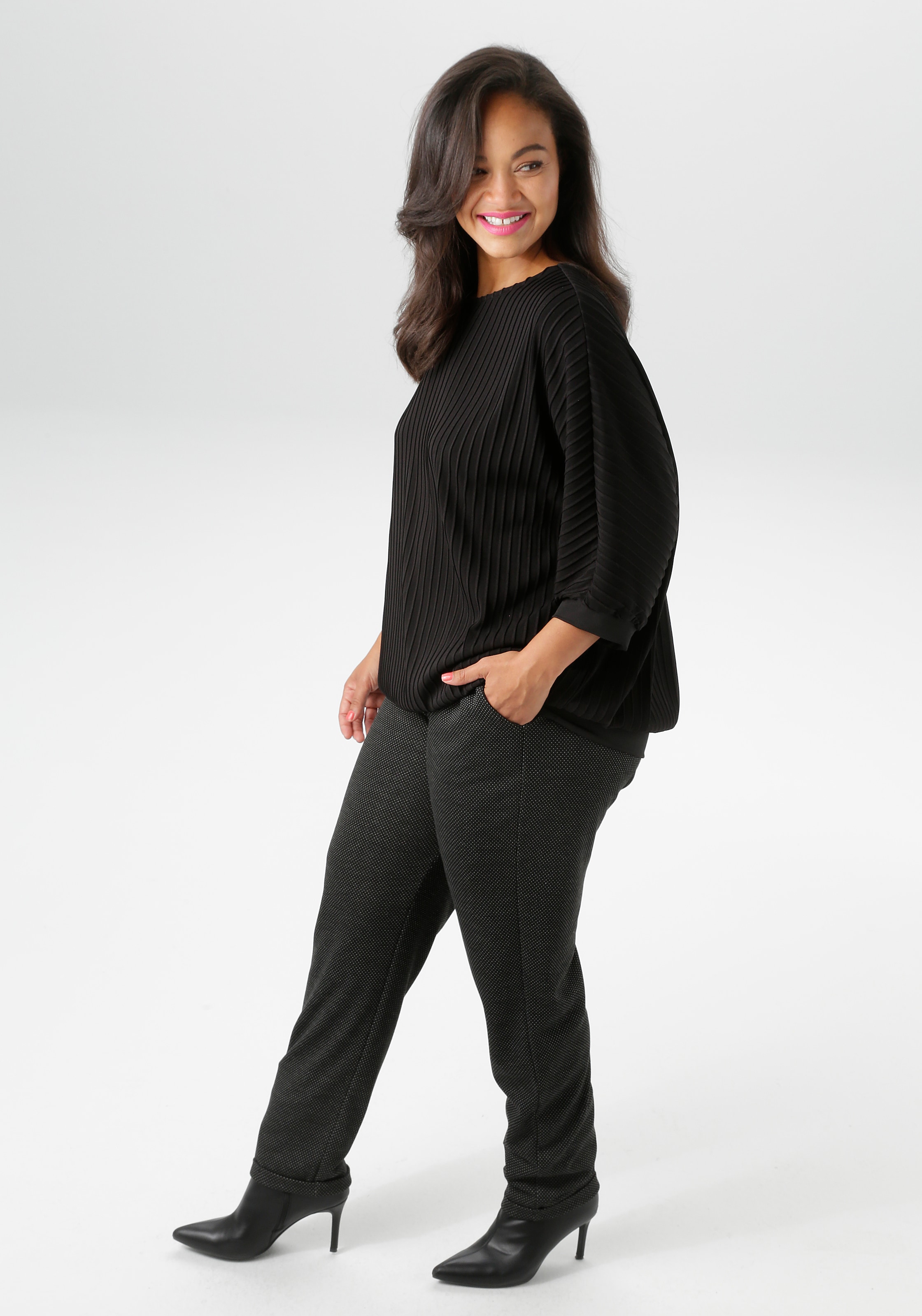 Aniston PLUS Schlupfhose, aus elastischer Jacquard-Qualität - NEUE KOLLEKTION