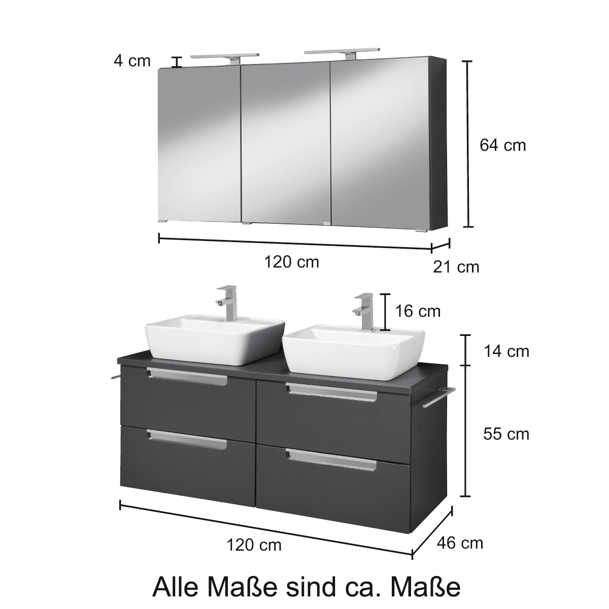 welltime Badmöbel-Set »Malibu« Set, 2 Stk. tlg.