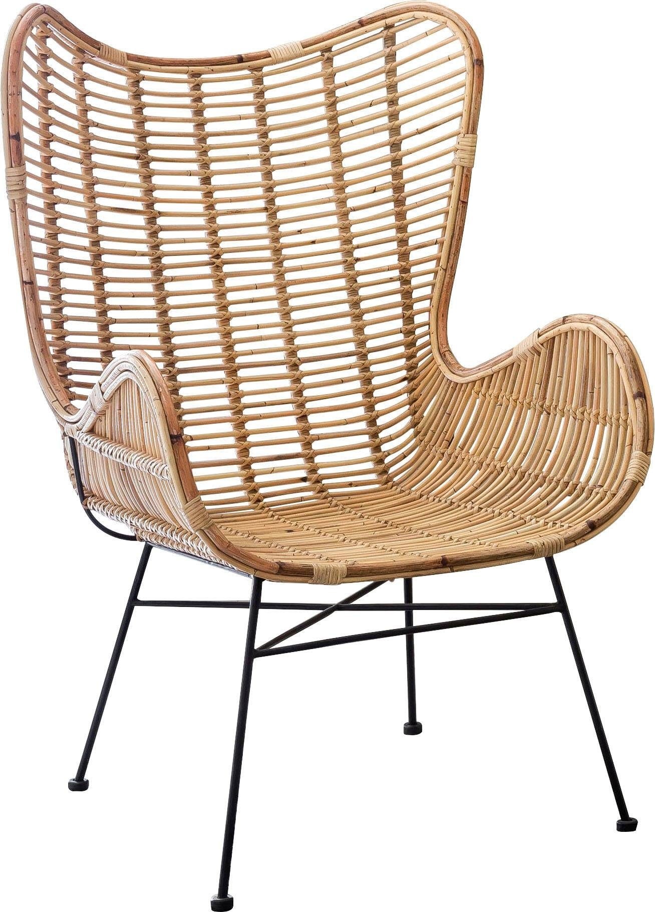 SIT Sessel »Sit&Chairs«, mit geschwungenen Armlehnen, in schwarz oder natur, Shabby Chic