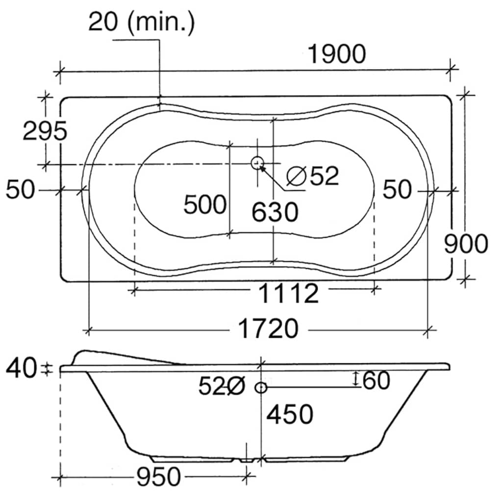 OTTOFOND Whirlpool-Badewanne »Palma«, (Komplett-Set, 1 tlg.)