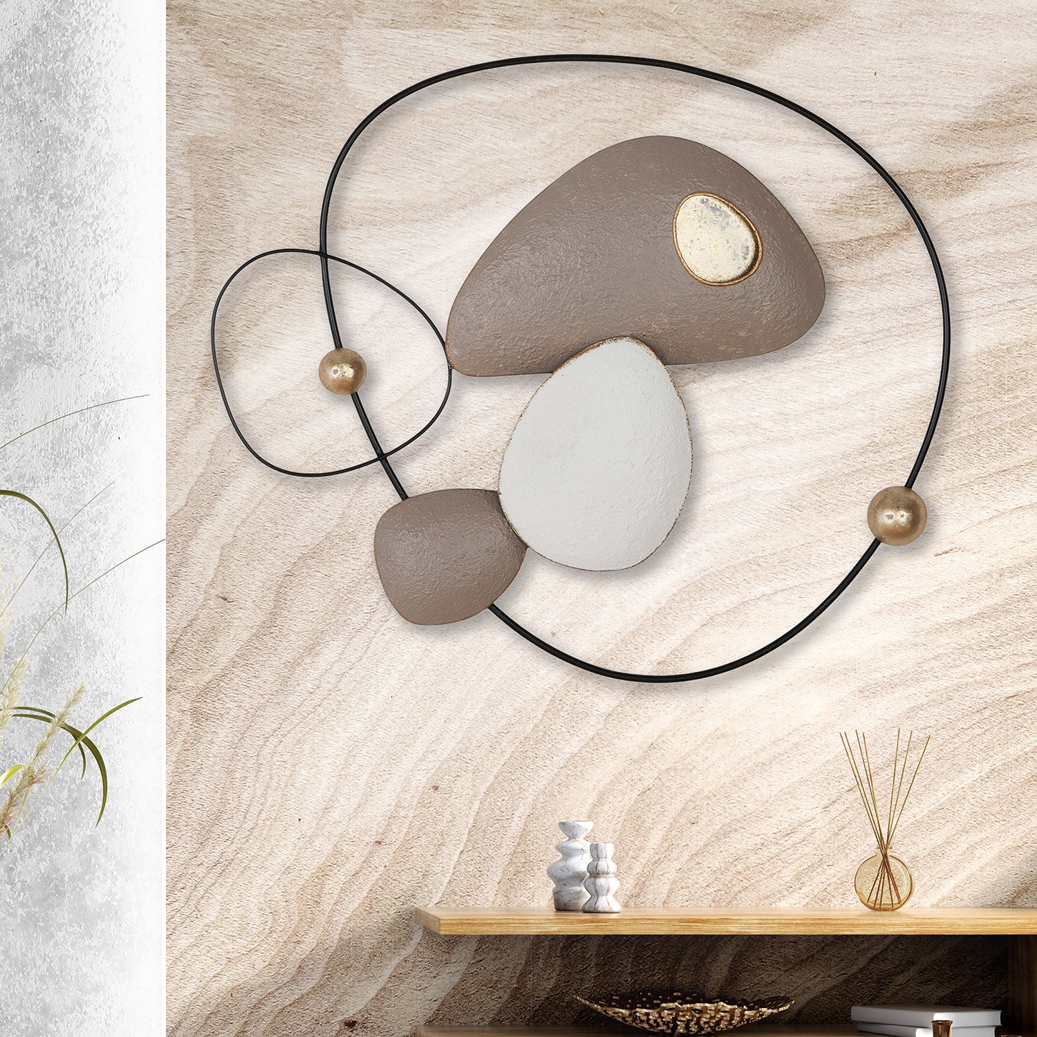 Casablanca by Gilde Wanddekoobjekt »Wandrelief Endoso beige H. 52 cm«, (1 S günstig online kaufen