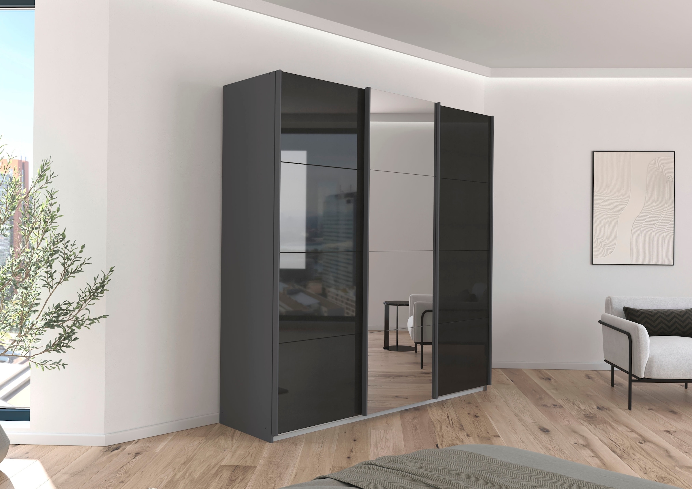rauch Schwebetürenschrank »Kleiderschrank Schrank OTTO´S CHOICE Garderobe AGORDO«, (in zwei Griff-Farben), Top Innenausstattung, in 4 Breiten und 2 Höhen MADE IN GERMANY