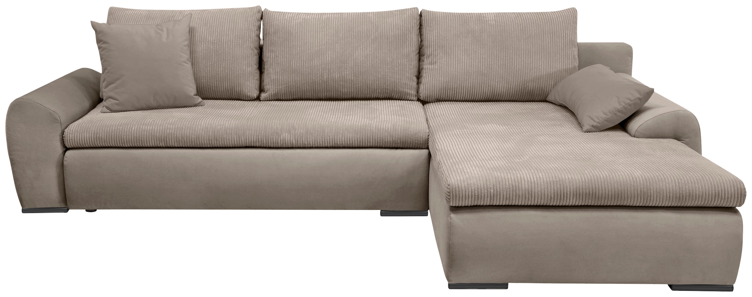Home affaire Ecksofa »Win L-Form«, optional mit Schlaffunktion und Bettkasten, taupe, Cord