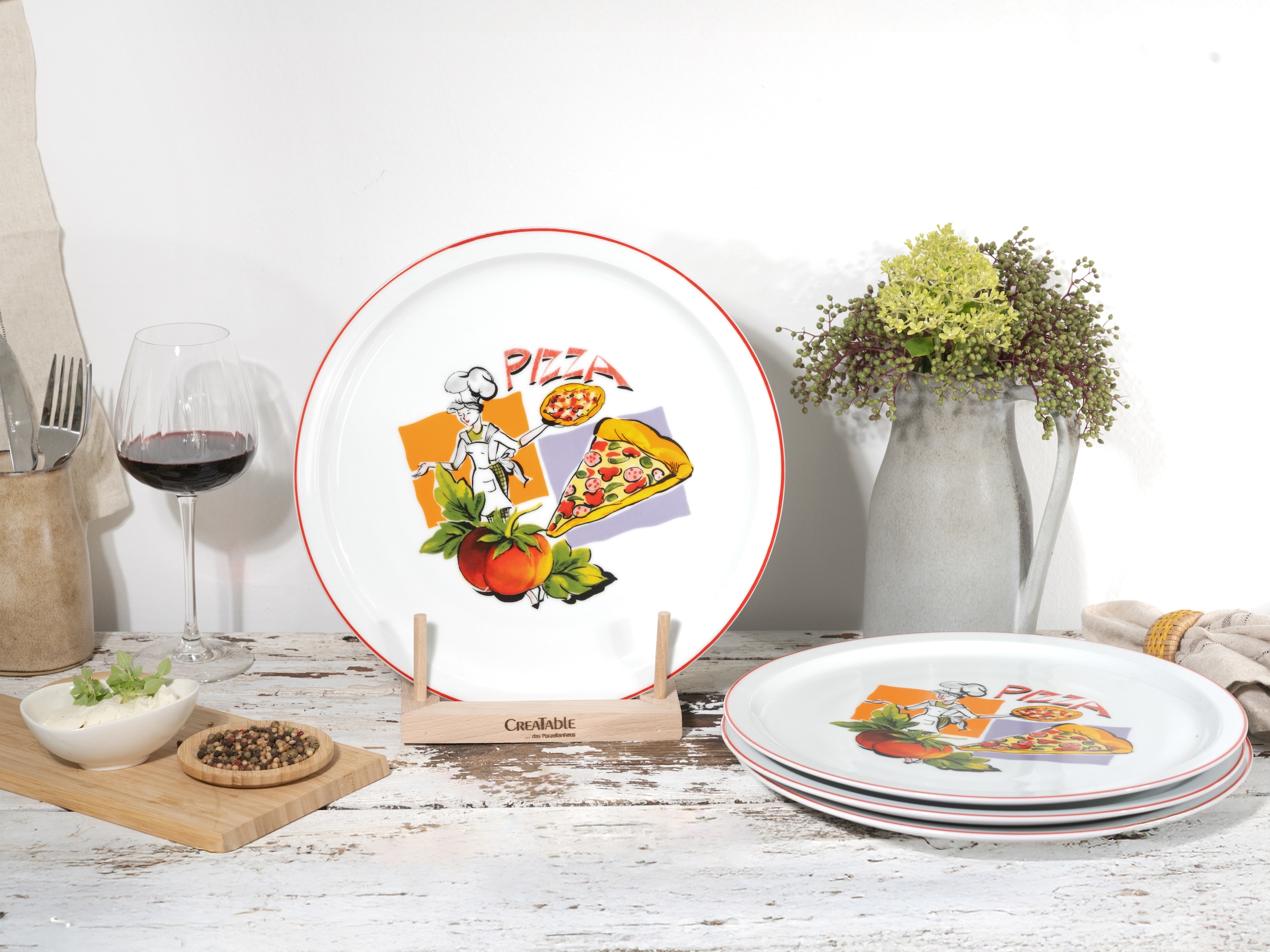 CreaTable Pizzateller »Milano Sofia, Teller-Set, 4-tlg.« Vielseitig einsetzbar, Europäische Qualität