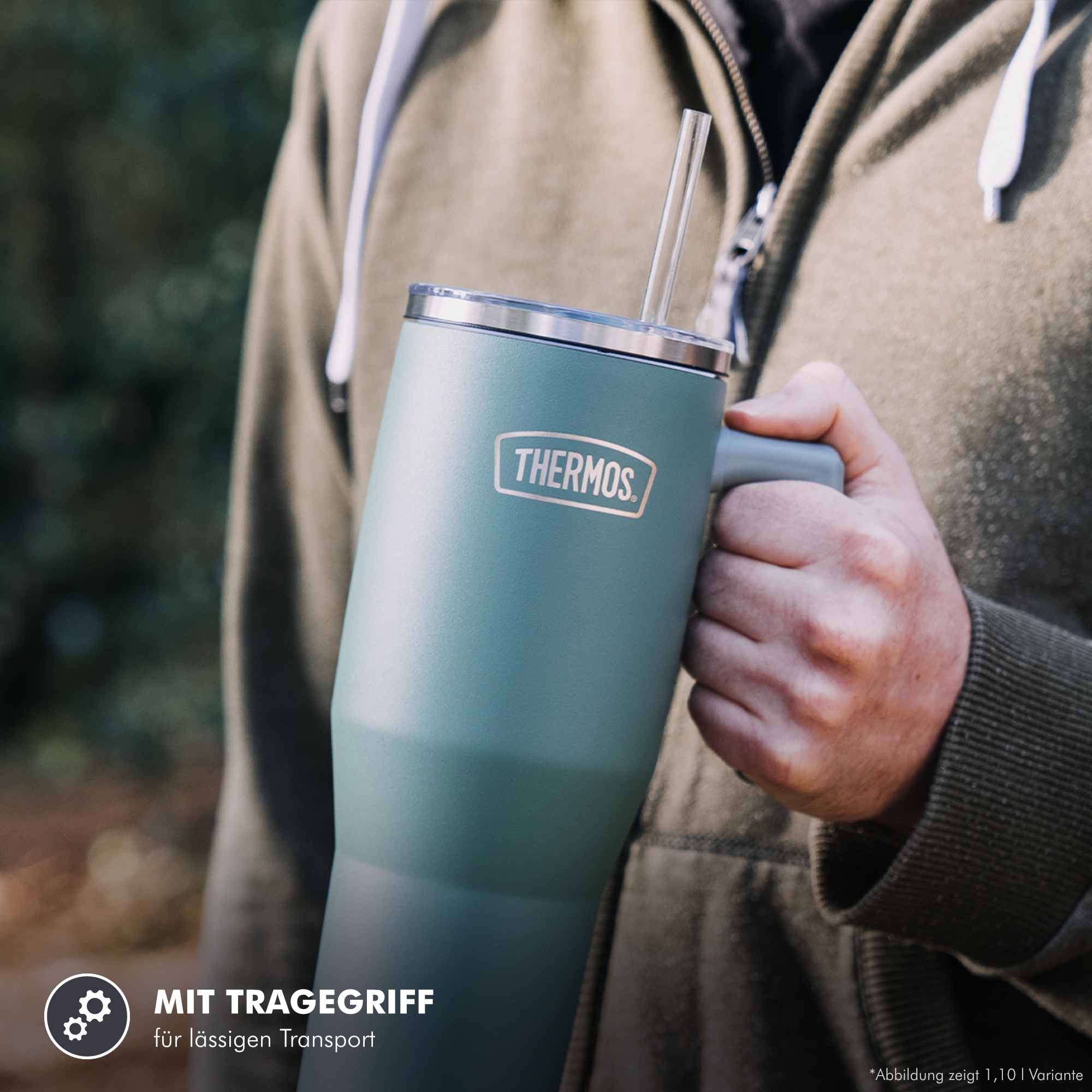 THERMOS Thermobecher »REFRESHING SERIES ISOLIERTRINKBECHER mit Strohhalm« 0,85l, 6h heiß & 6h kalt, mit Griff