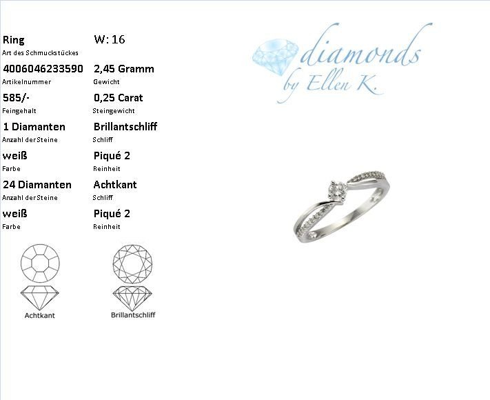 Diamonds by Ellen K. Fingerring »Gold 585 mit 25 Brillanten zus. 0,25ct.«