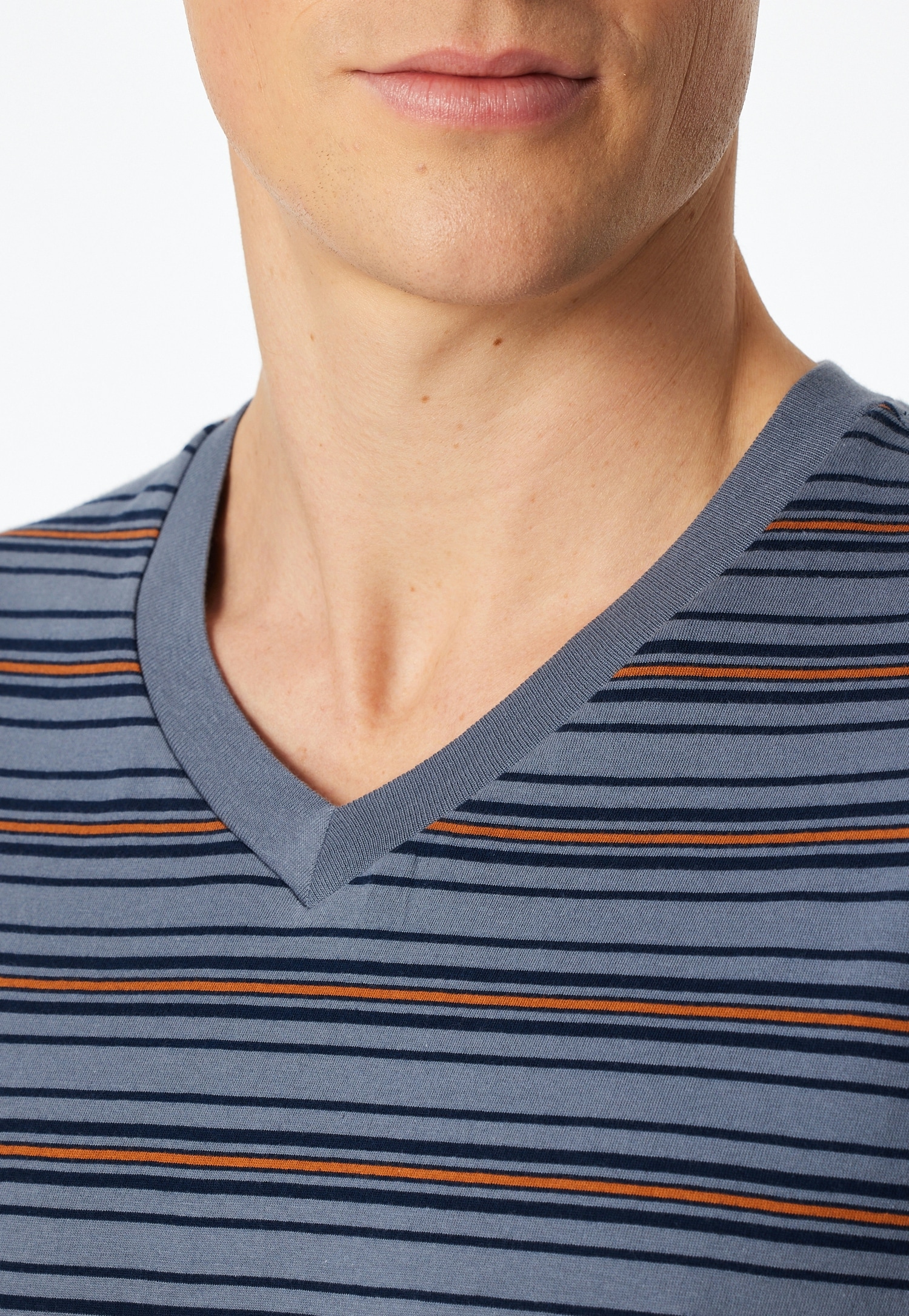 Schiesser Shorty »Casual Nightwear« 2 mit V-Ausschnitt und kurzem Arm, Oberteil gestreift
