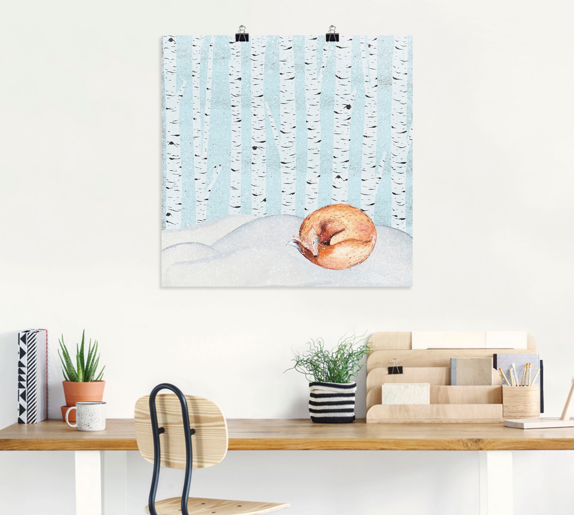 Artland Poster »Winter Wunderland Schlafender Fuchs«, Tiere, (1 St.), als Alubild, Leinwandbild, Wandaufkleber oder Poster in versch. Größen
