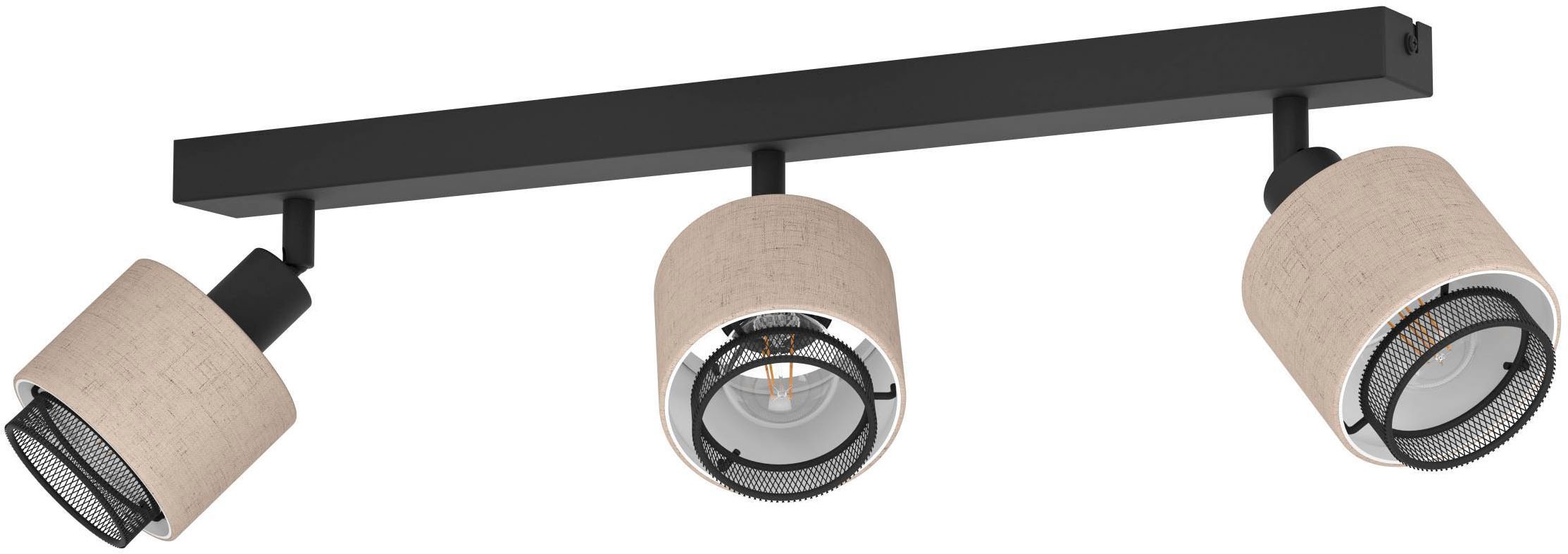 EGLO Deckenleuchte »Rosley Deckenstrahler, Textil und Metall, schwenkbare Spots, E14« E14 1 Stk. Spot - L43 x B9 x H18,5 cm - schwarz - 3X40W exkl.