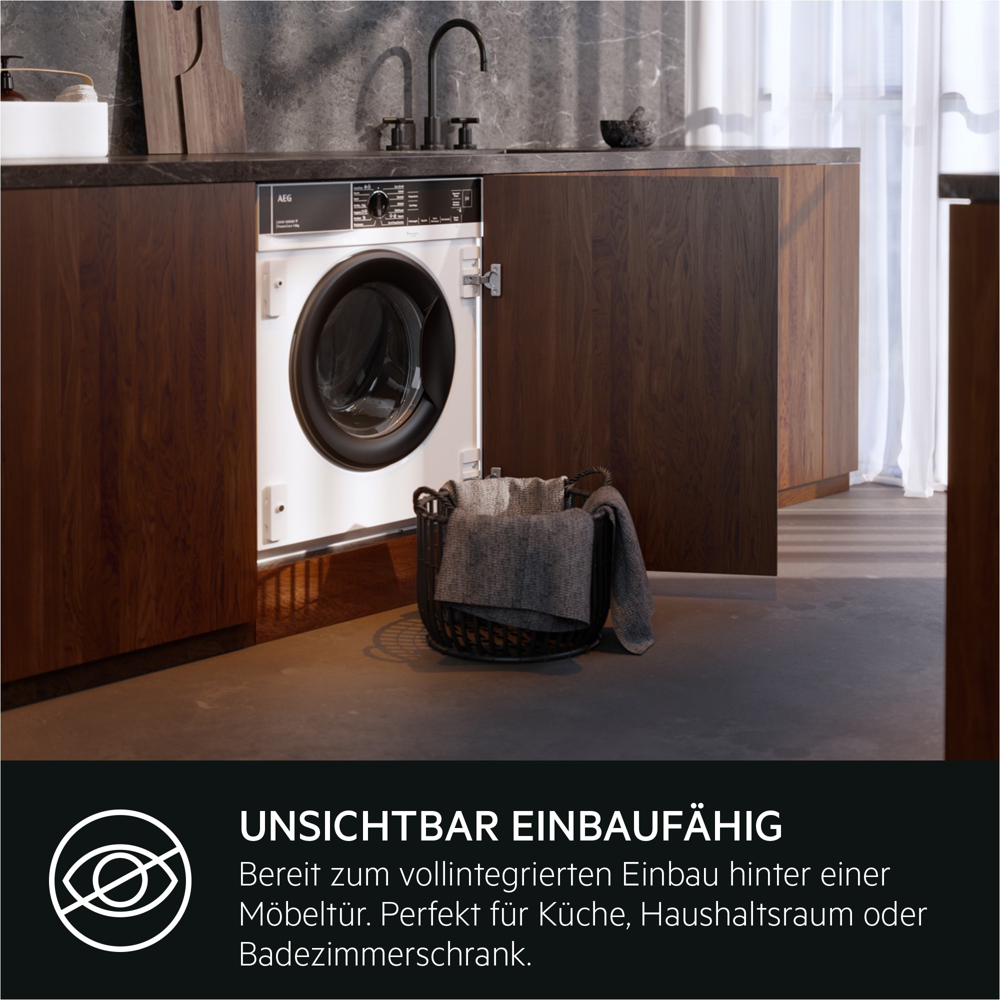 AEG Einbauwaschmaschine 8000 »LR8BI7480« 8 kg 1400 U/min PowerClean: Vollständige Fleckenentfernung in 59 Min. bei nur 30 °C