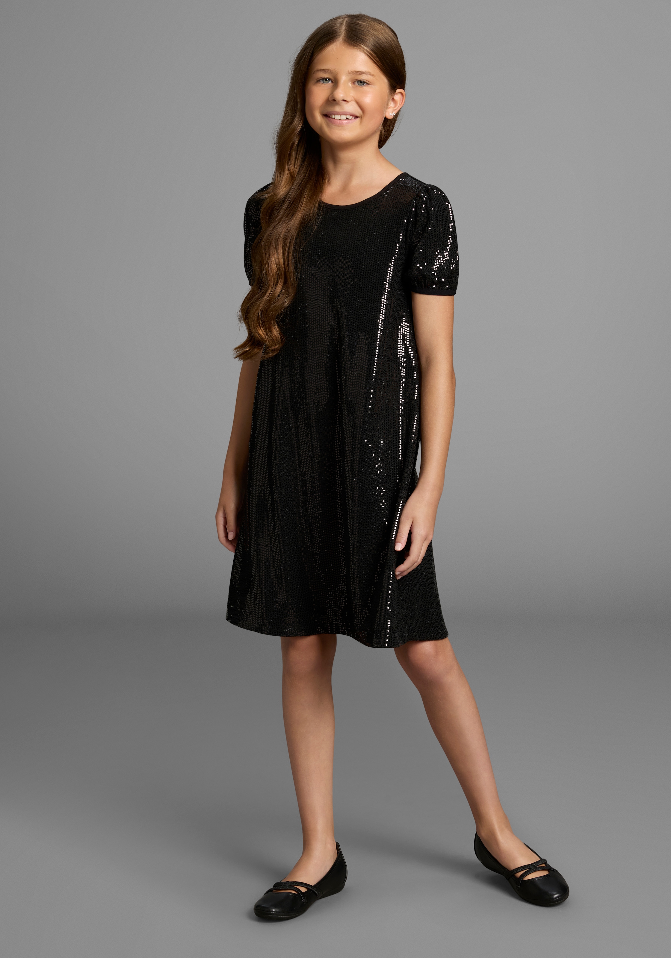 KIDSWORLD Jerseykleid »Shirtkleid in Pailletten-Allover-Design«, Shirtkleid in Pailletten-Optik