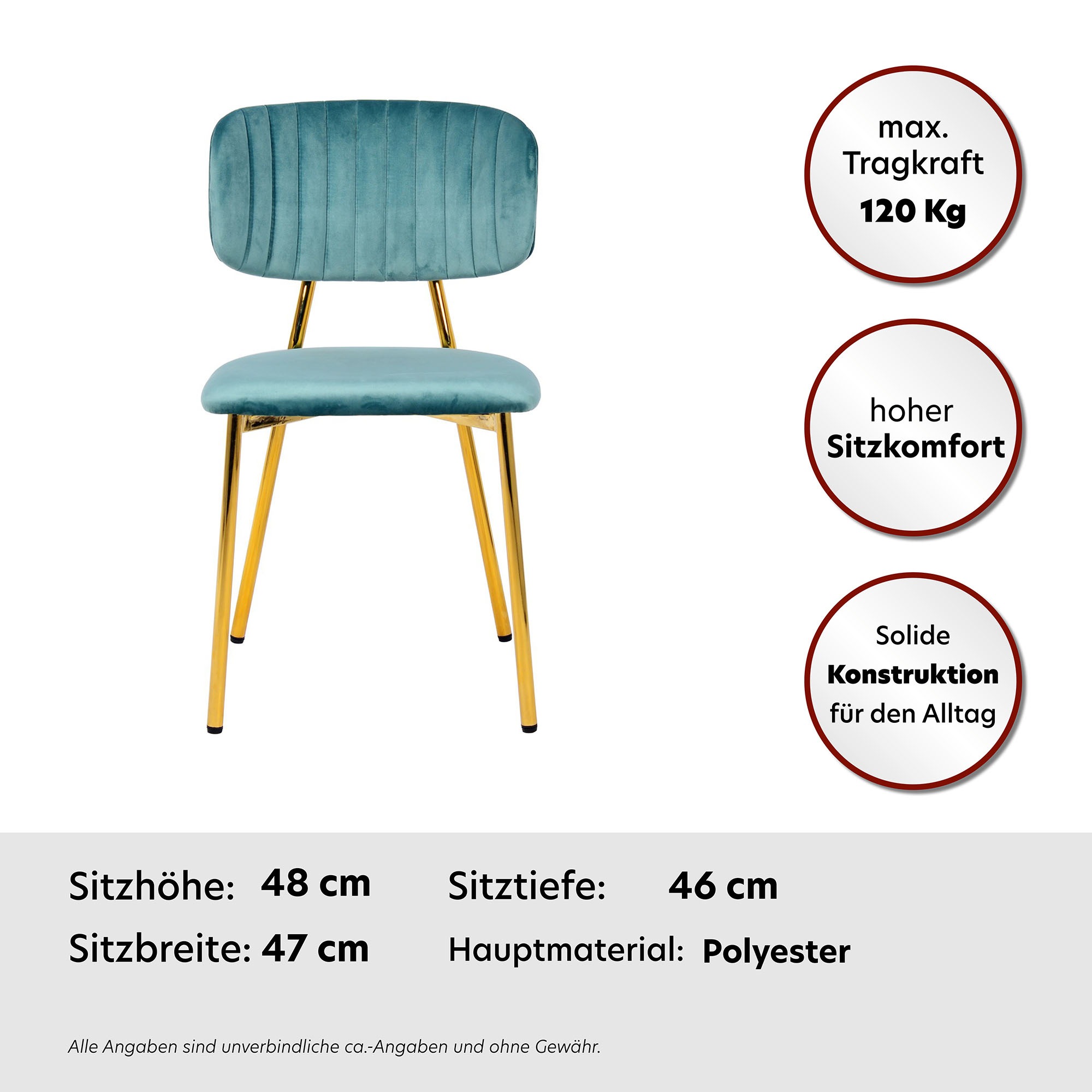 Kayoom Esszimmerstuhl »Stuhl Kian 125 2er-Set,filigranes Metallgestell,pflegeleicht Samtbezug«, (Set), 2 St., Stoffbezug, samtweicher Bezug, pflegeleichter Samtbezug