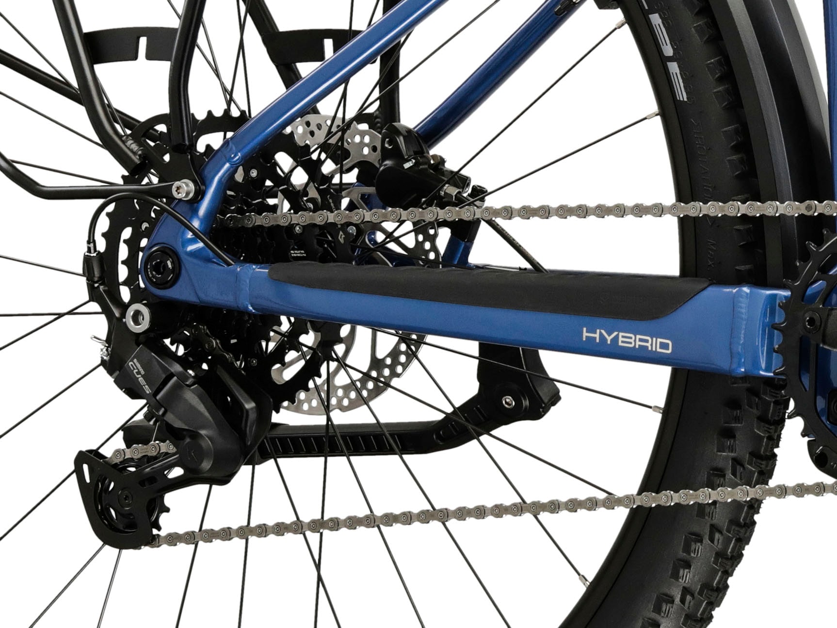 Kross »Influx Hybrid SUV 2.0 16,7Ah / 600 Wh 29 Zoll blau 9 Gänge 2026« 9 Gang Shimano CUES U4000 Schaltwerk Kettenschaltung Mittelmotor 250 W BOSCH PERFORMANCE LINE PX Mittelmotor