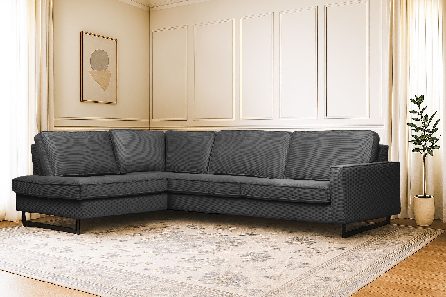 Home affaire Ecksofa »Pinto, 290 cm, Cord, Chenille, Lederoptik, Ottomane l günstig online kaufen