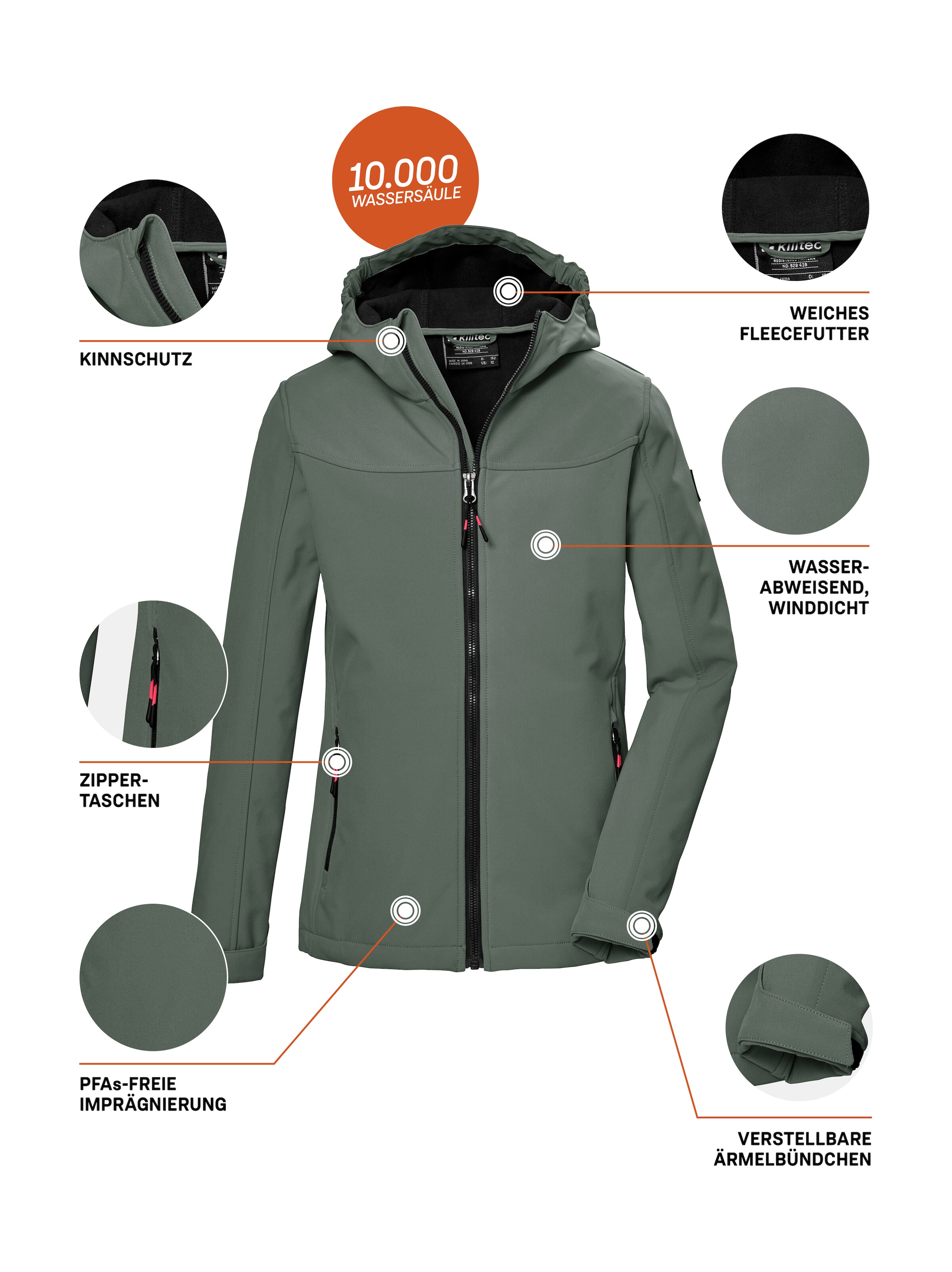 Killtec Softshelljacke »KOS 145 GRLS SFTSHLL JCKT«, Wind- und wasserabweisende Mädchenjacke, atmungsaktiver Mesh-Einsatz