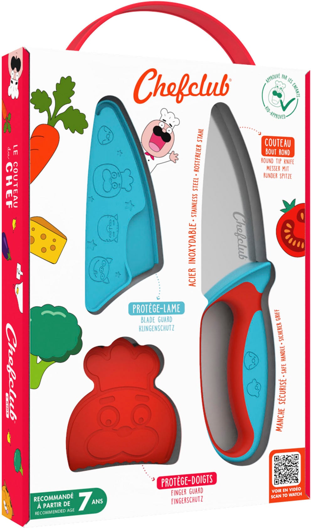 Chefclub Kinderkochmesser »Messer für Kinder, blau/rot«, (Set, 3 tlg.)