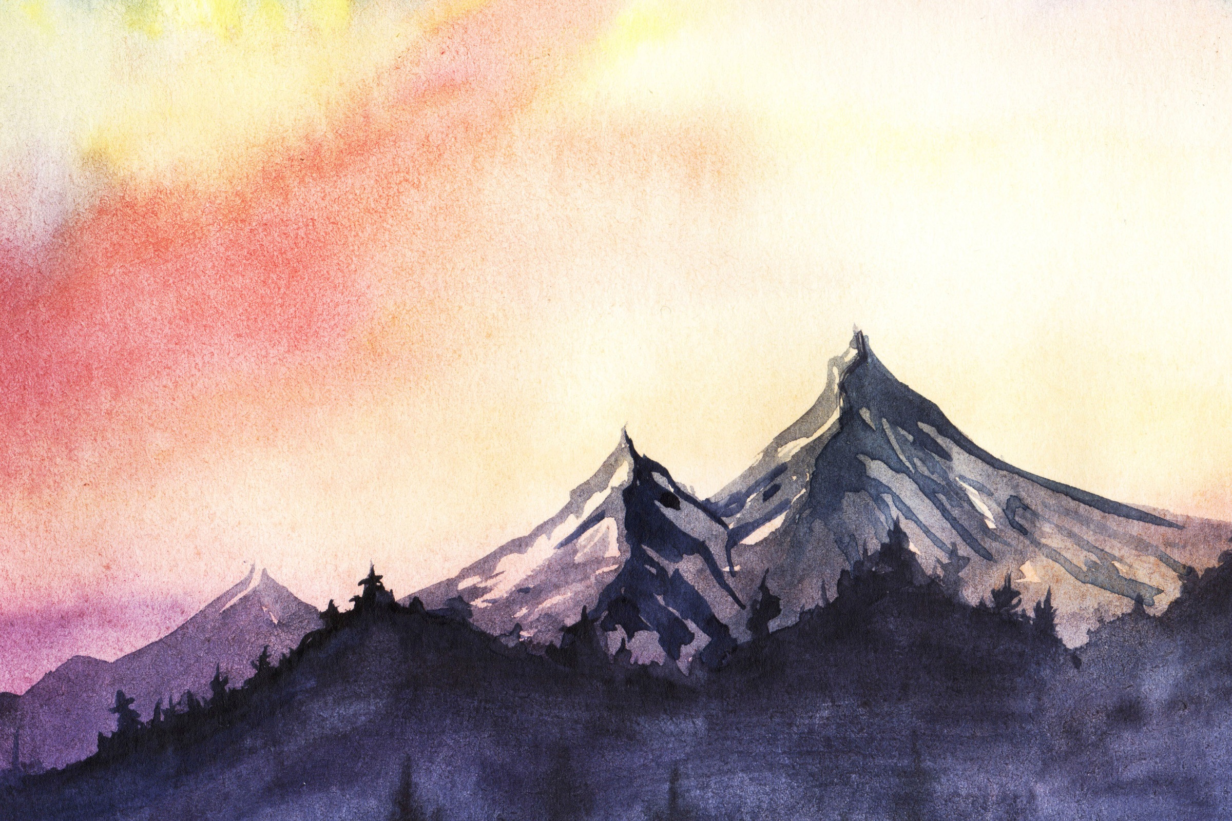 A.S. Création Leinwandbild »Mountain Paint«, Kunst-Wald-Kinder, (1 St.), Berg Bild Landschaft Keilrahmen Leinwand-Bild Wohnzimmer modern Kinder