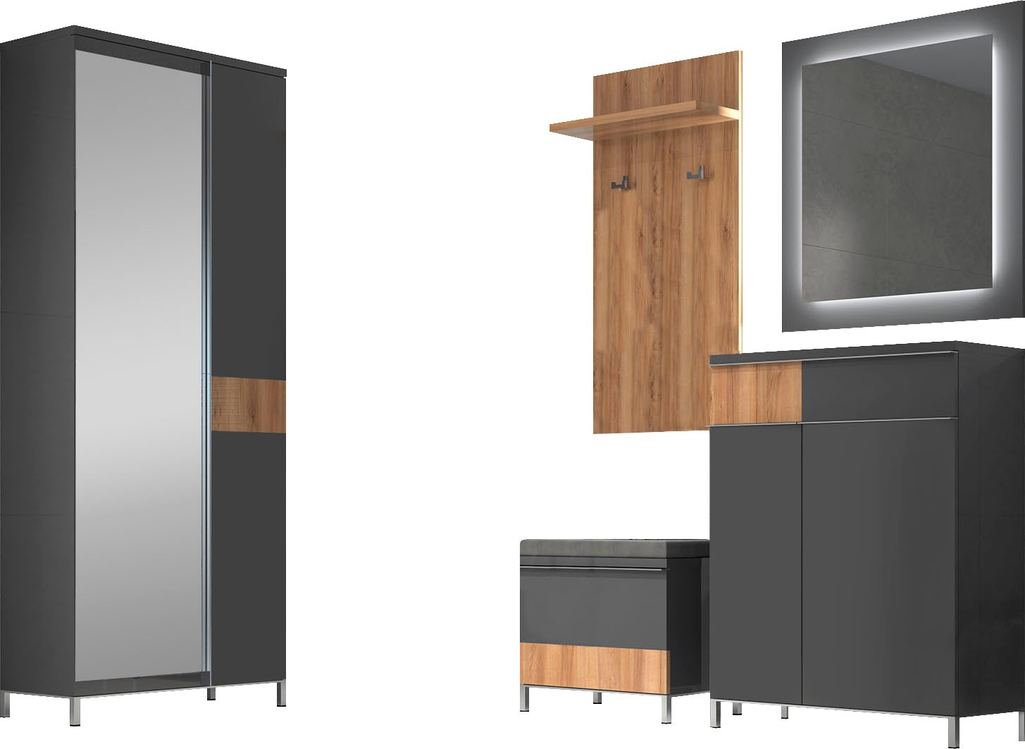 Places of Style Garderoben-Set »Onyx«, (Set, 5 St., Garderobenschrank,Schuh günstig online kaufen