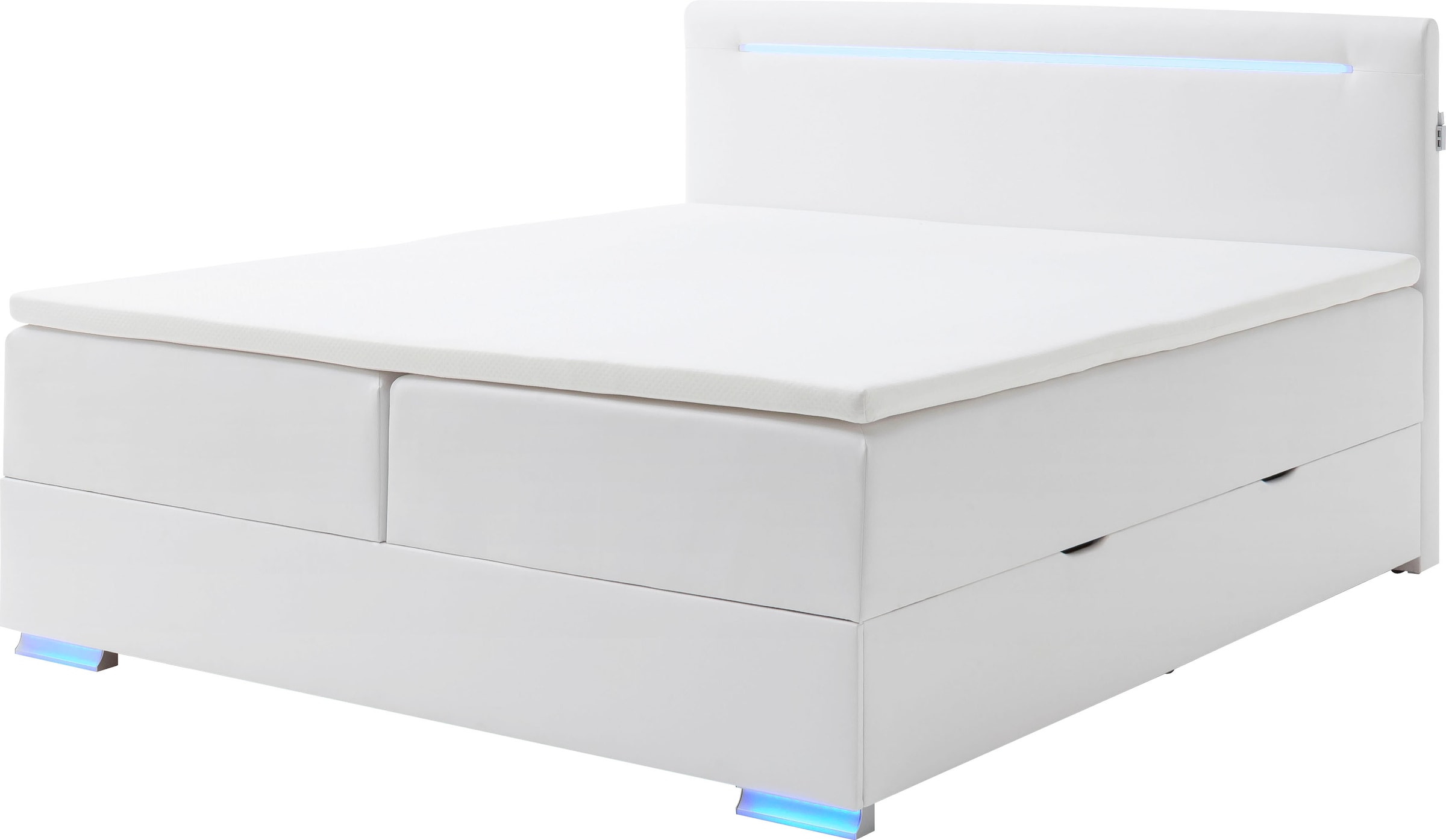 meise.möbel Boxspringbett »Las Vegas«, Füße und Kopfteil mit LED-Beleuchtung, mit Bettkasten und Topper