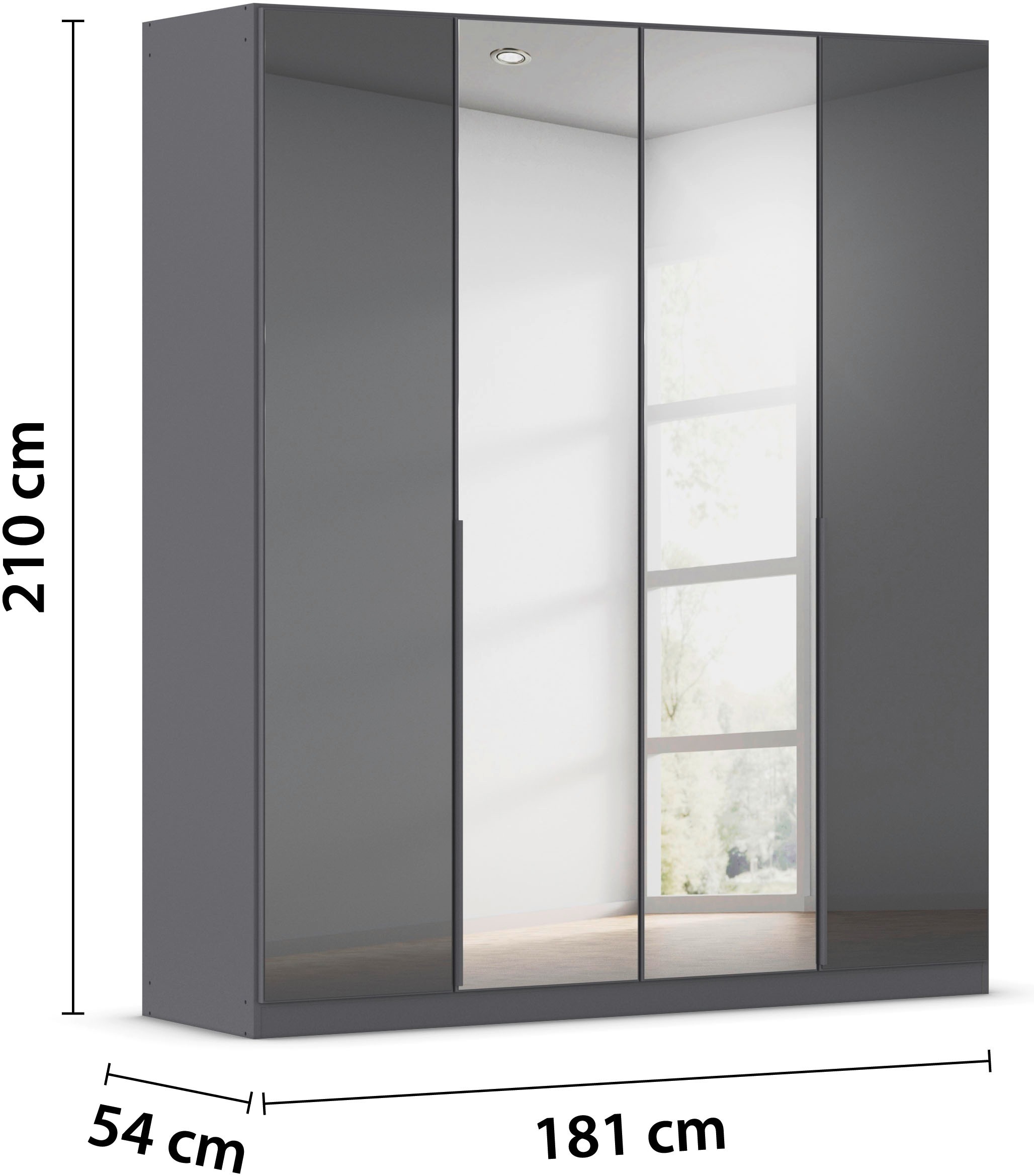 rauch Drehtürenschrank »Kleiderschrank Kleiderschränke Schrank Garderobe AGORDO mit Glasfront«, (in zwei Griff-Farben), durchdachte Innenausstattung, in 6 Breiten und 2 Höhen MADE IN GERMANY