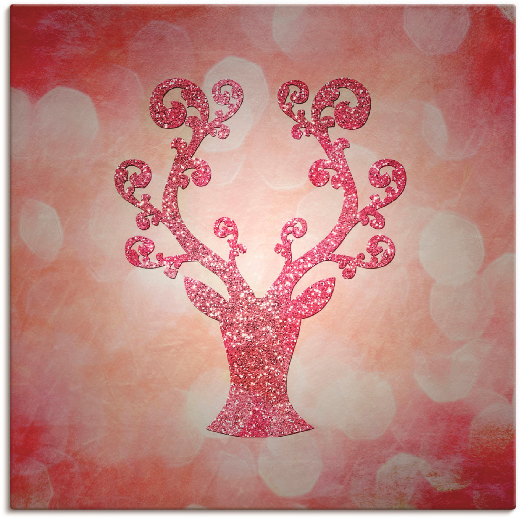 Artland Wandbild »Rosa glitzerndes Reh« Wildtiere 1 Stk. tlg. als Leinwandb günstig online kaufen