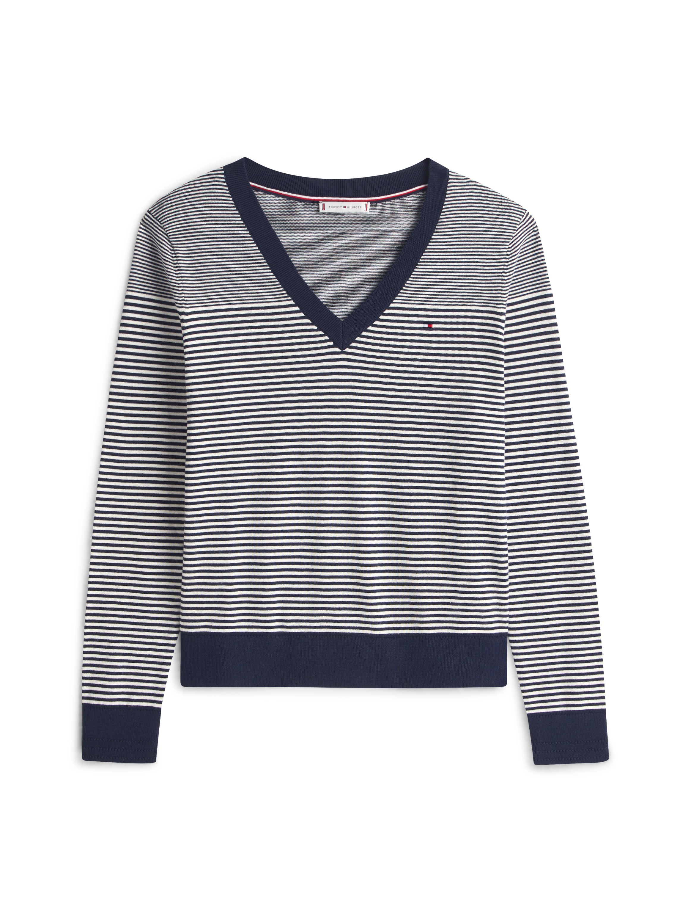 Tommy Hilfiger V-Ausschnitt-Pullover, mit Logo-Stickerei