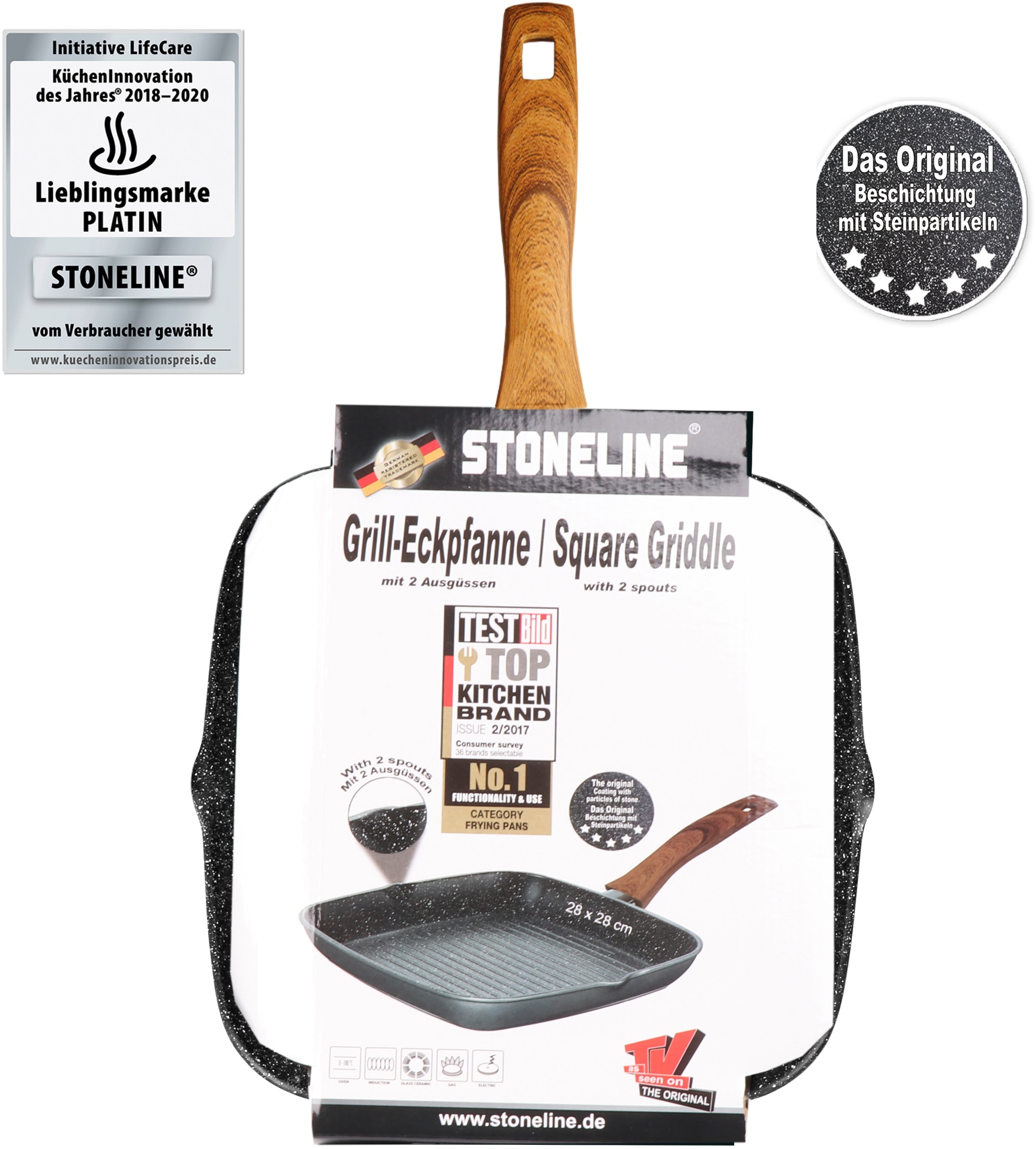 STONELINE Grillpfanne »Back to Nature«, Aluminium, Ø 28 cm, 2 Ausgüsse,  Induktion online kaufen