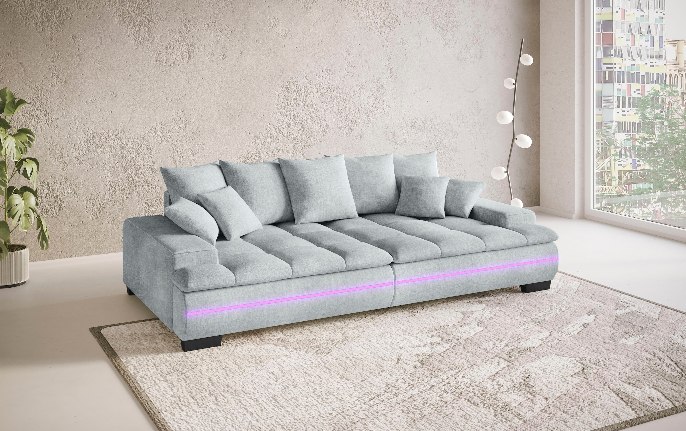 Mr. Couch Big-Sofa »Haiti II«, RGB-LED Beleuchtung, Kaltschaumpolsterung, bis 140 kg belastbar