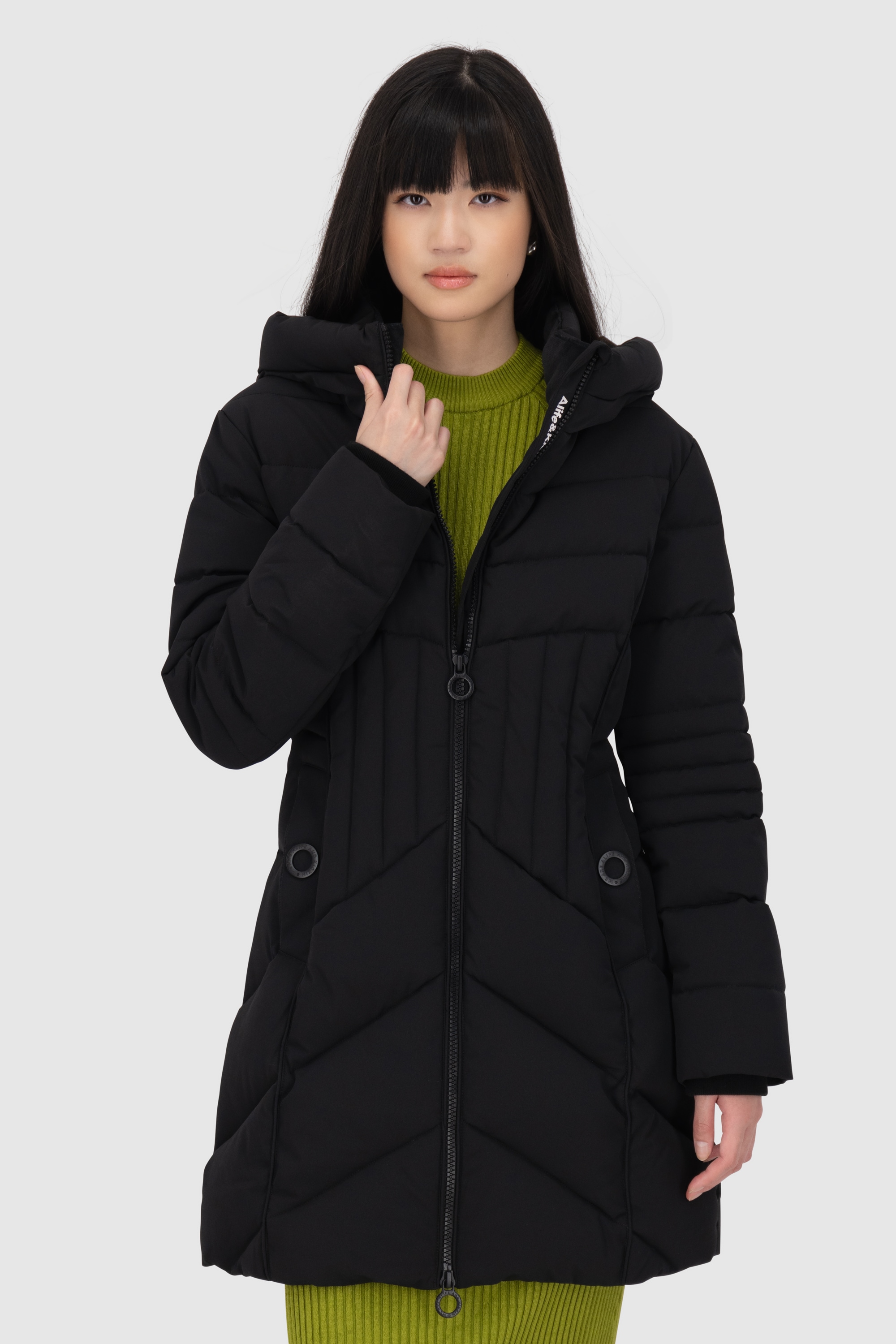 Alife & Kickin Winterjacke »Damen PriscillaAK A«, mit Kapuze, Gefütterter kurzer Mantel mit figurbetonter Passform und 2-Wege-Zip