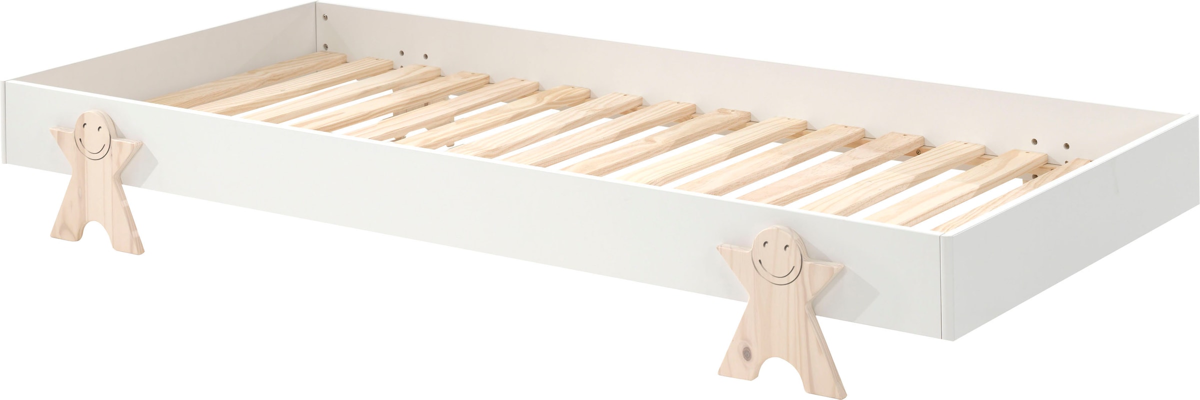 Vipack Kinderbett »Modulo«, (Made in Europe), Jugendbett, Einzelbett, Stapelbett mit Füßen in Smileoptik