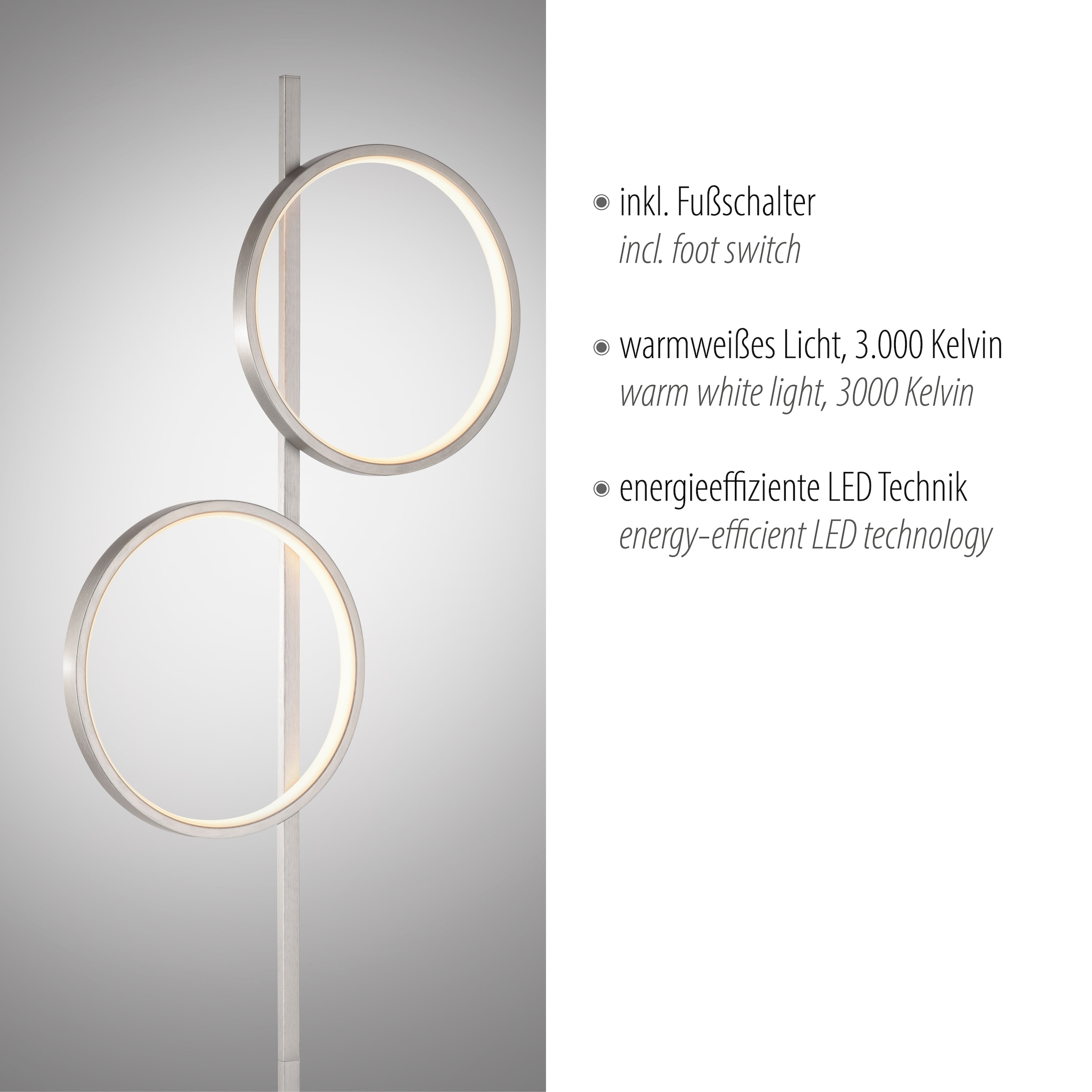 JUST LIGHT Stehlampe »MINI RITUS«, 2 flammig, Leuchtmittel LED-Board | LED fest integriert, LED, Schalter, Fußschalter