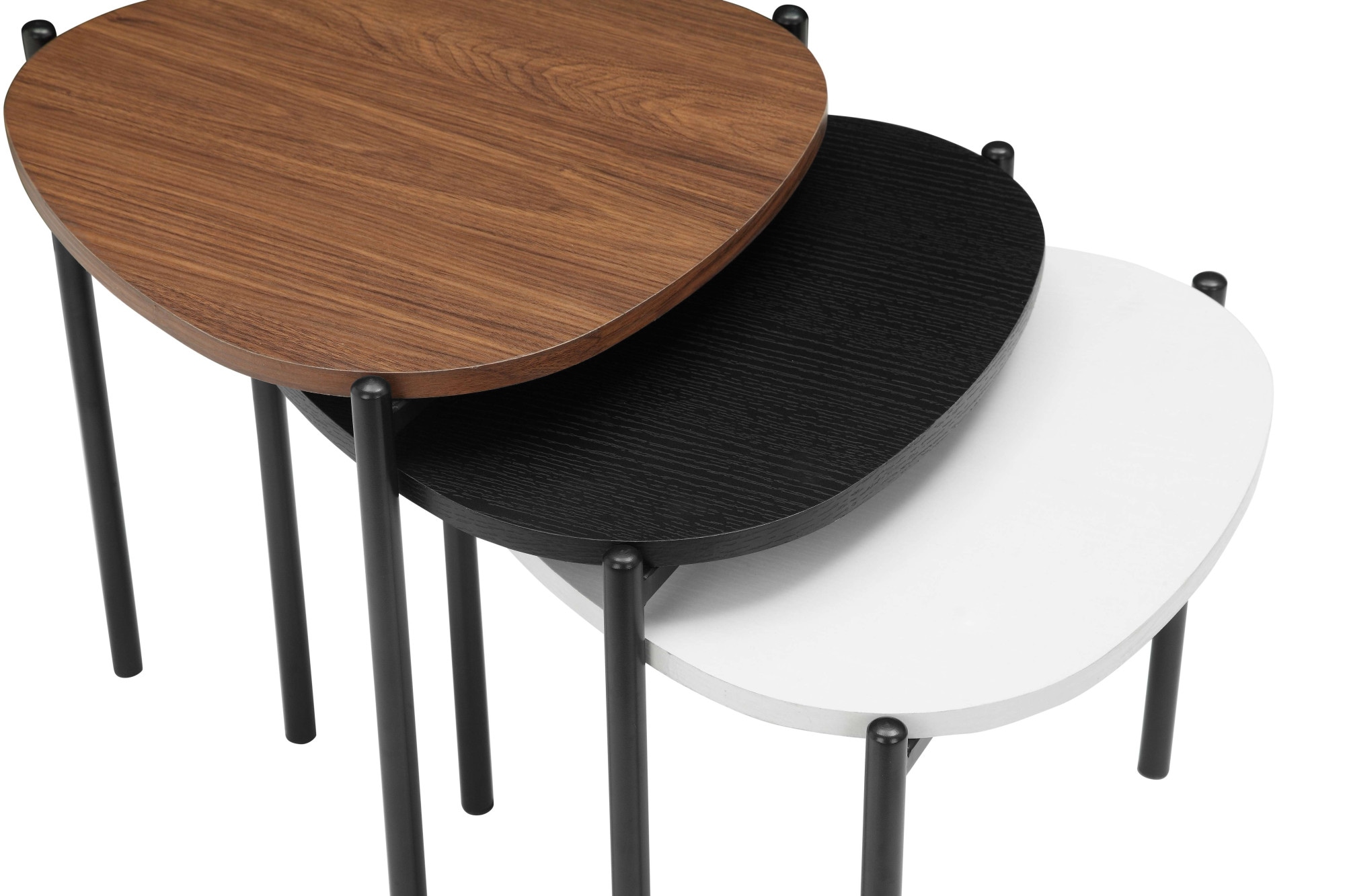 INOSIGN Couchtisch »Alek«, modernes 3tlg. Tischset walnuß, weiß und schwarz
