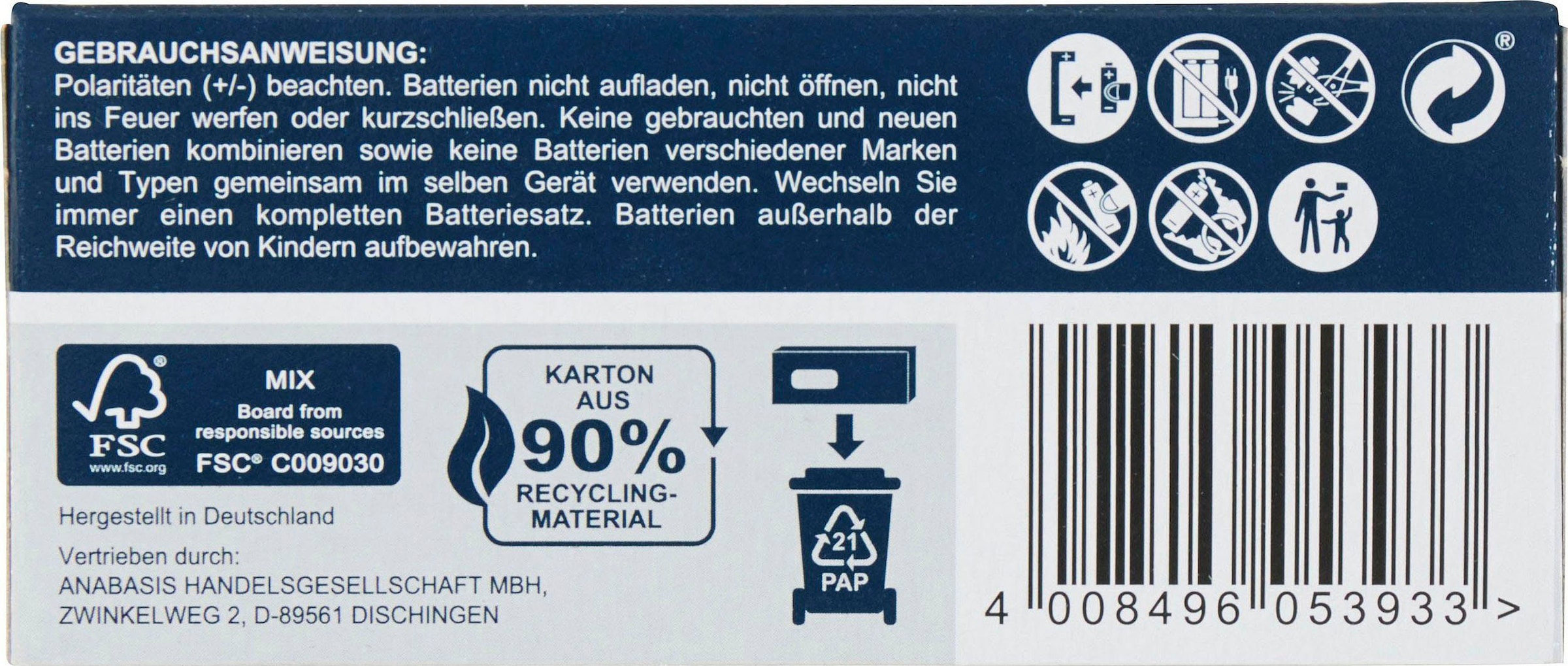 Hanseatic Batterie »100-Stück Alkaline Power, AAA Micro«, LR03, (Packung, 100 St.)