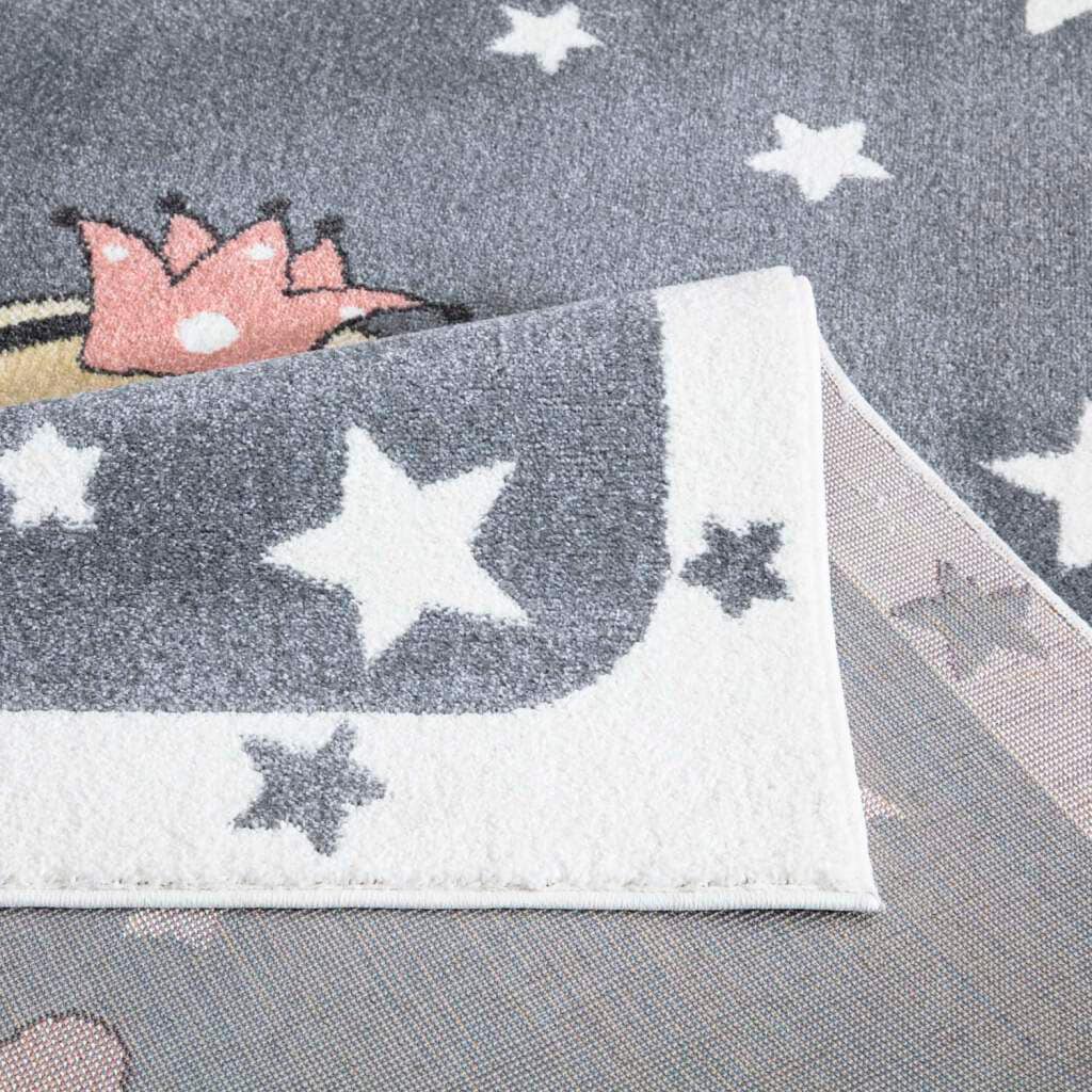 Carpet City Kinderteppich »ANIME893«, rechteckig, 11 mm Höhe, Kinderzimmer Teppich Modern mit Mond, Blumen, Wolken, Creme, Multi