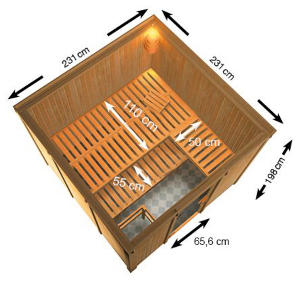 welltime Sauna »Ferun«, 9-kW-Ofen mit ext. Steuerung