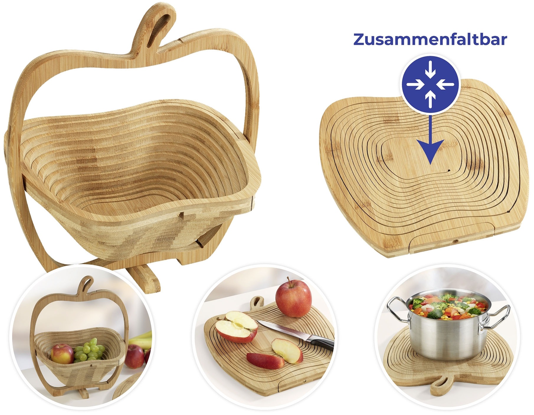 Maximex Obstschale »Modell Bambus«, aus Bambus, faltbarer Obstkorb, vielsei günstig online kaufen