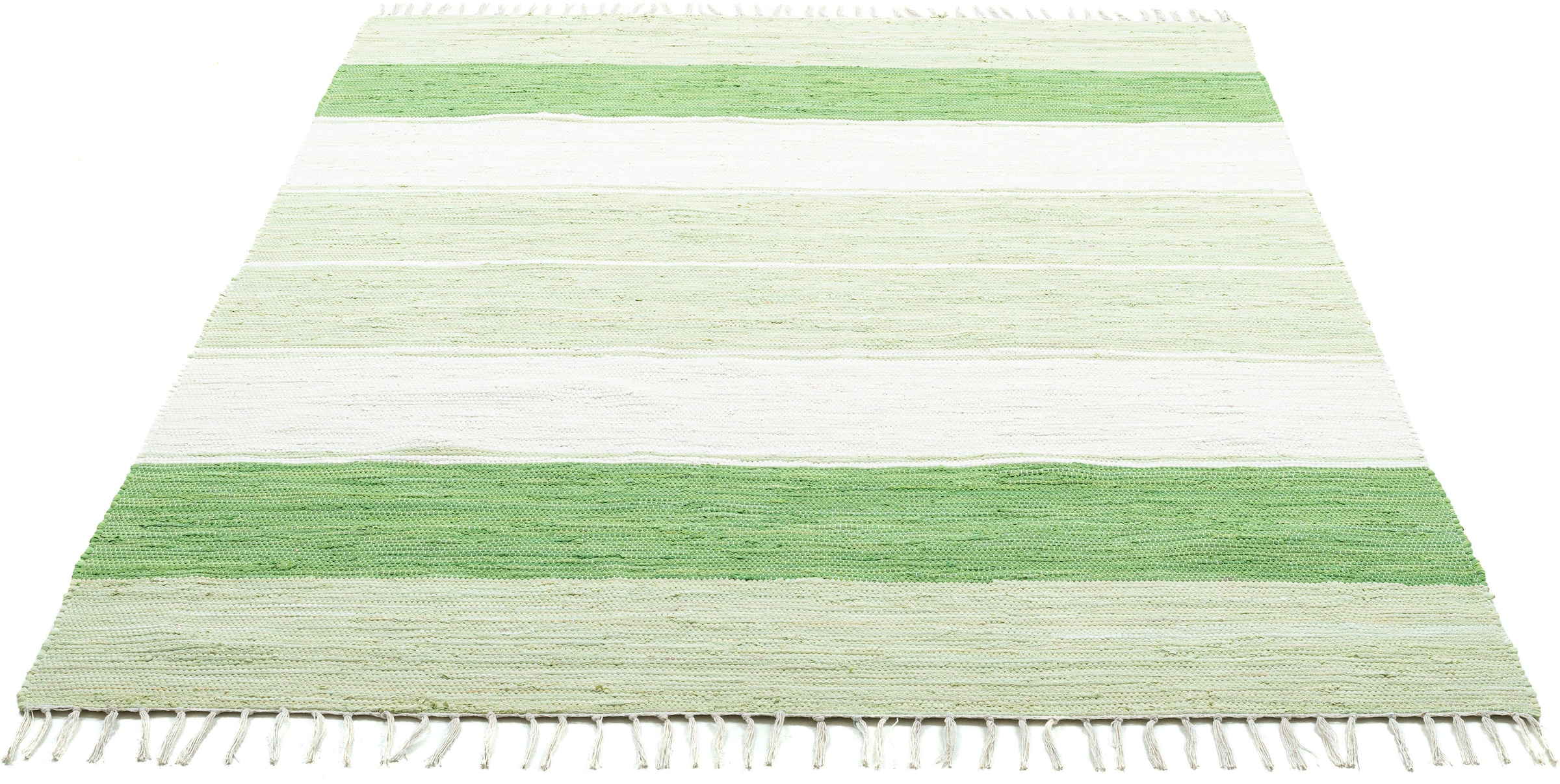 THEKO Teppich auf Cotton«, handgewebt, Fransen kaufen Baumwolle, rechteckig, Raten mit »Stripe gestreift, Flachgewebe, reine