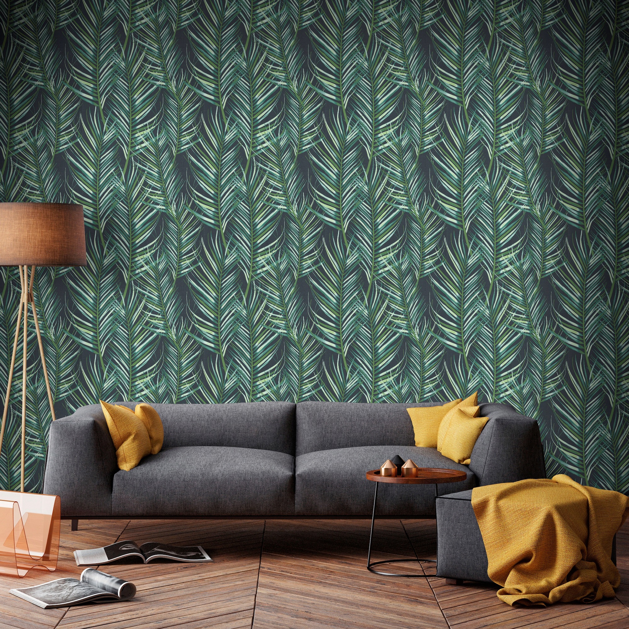 Superfresco Easy Vliestapete »Palm Blätter - Grün«, animal print, FSC® zertifiziert, mit lebhaftem Druck, 10 Meter Länge