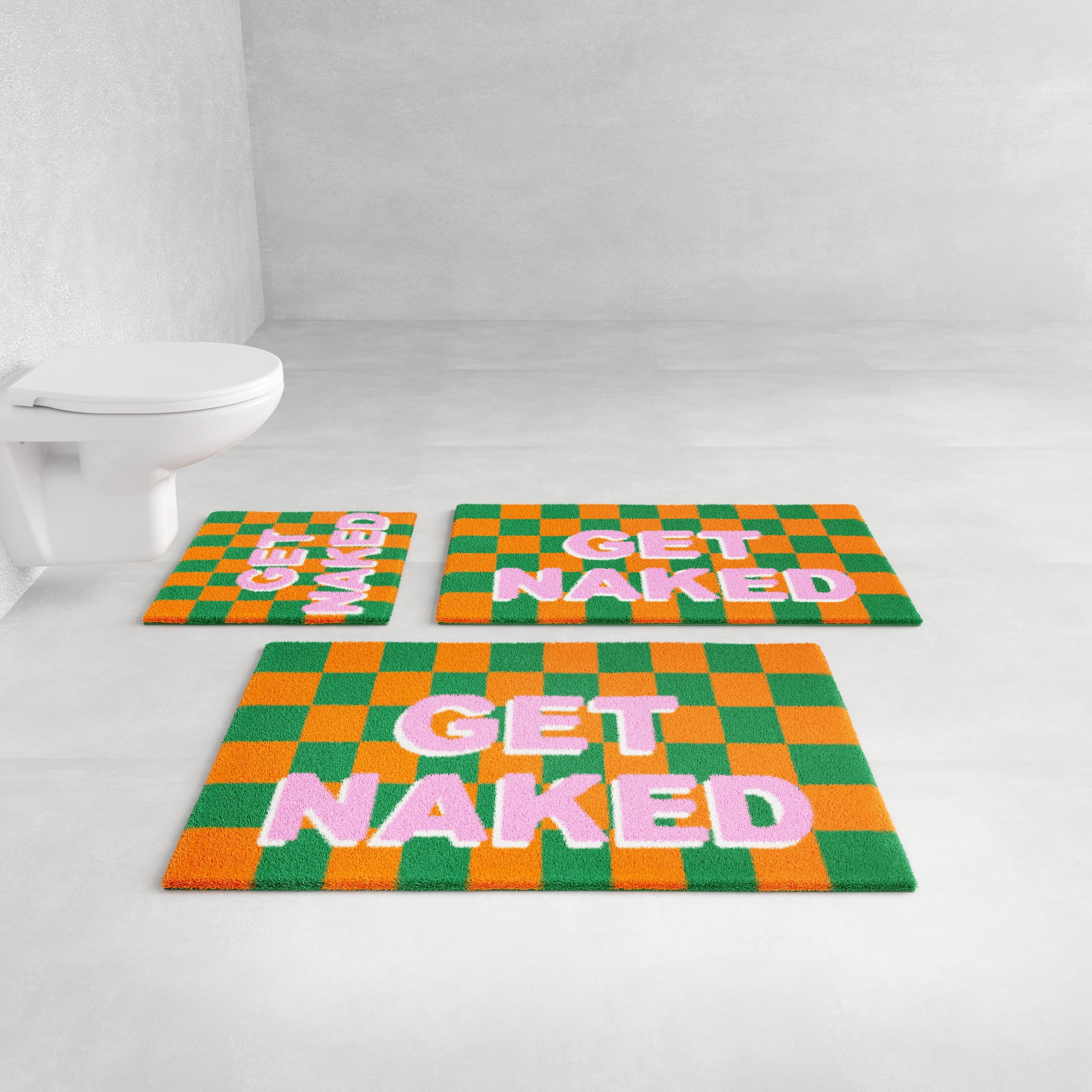 OTTO home Badematte »Get Naked, modern, Badvorleger, Badezimmer Teppich« Höhe 20 mm rutschhemmend beschichtet schnell trocknend Badteppich, mit Schriftzug, 2 Varianten, rechteckig