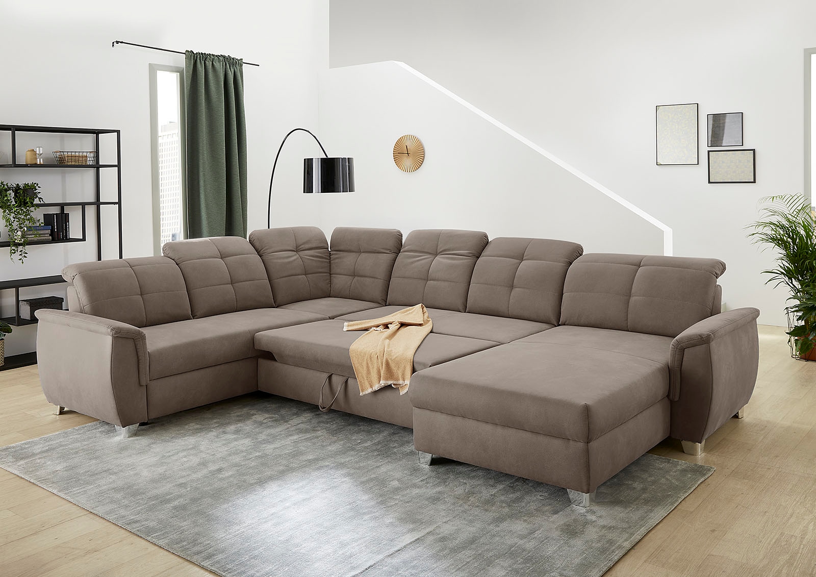 Jockenhöfer Gruppe Wohnlandschaft »Livorno U-Form«, mit 7 individuell verstellbaren Kopfteilen, Bett- und Relaxfunktion