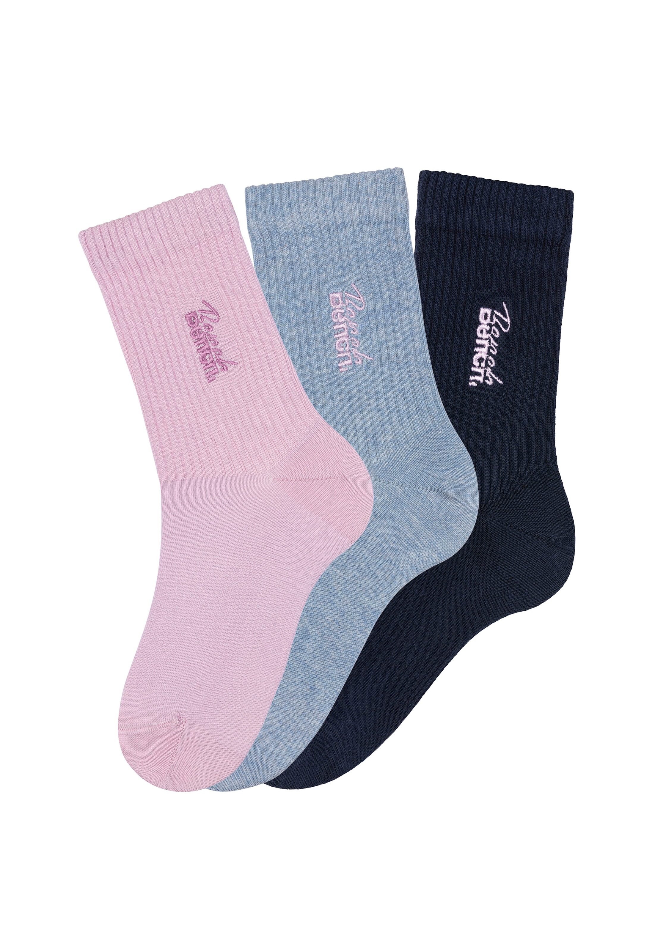 Basicsocken, (Packung, 3 Paar), mit Bench Stickerei