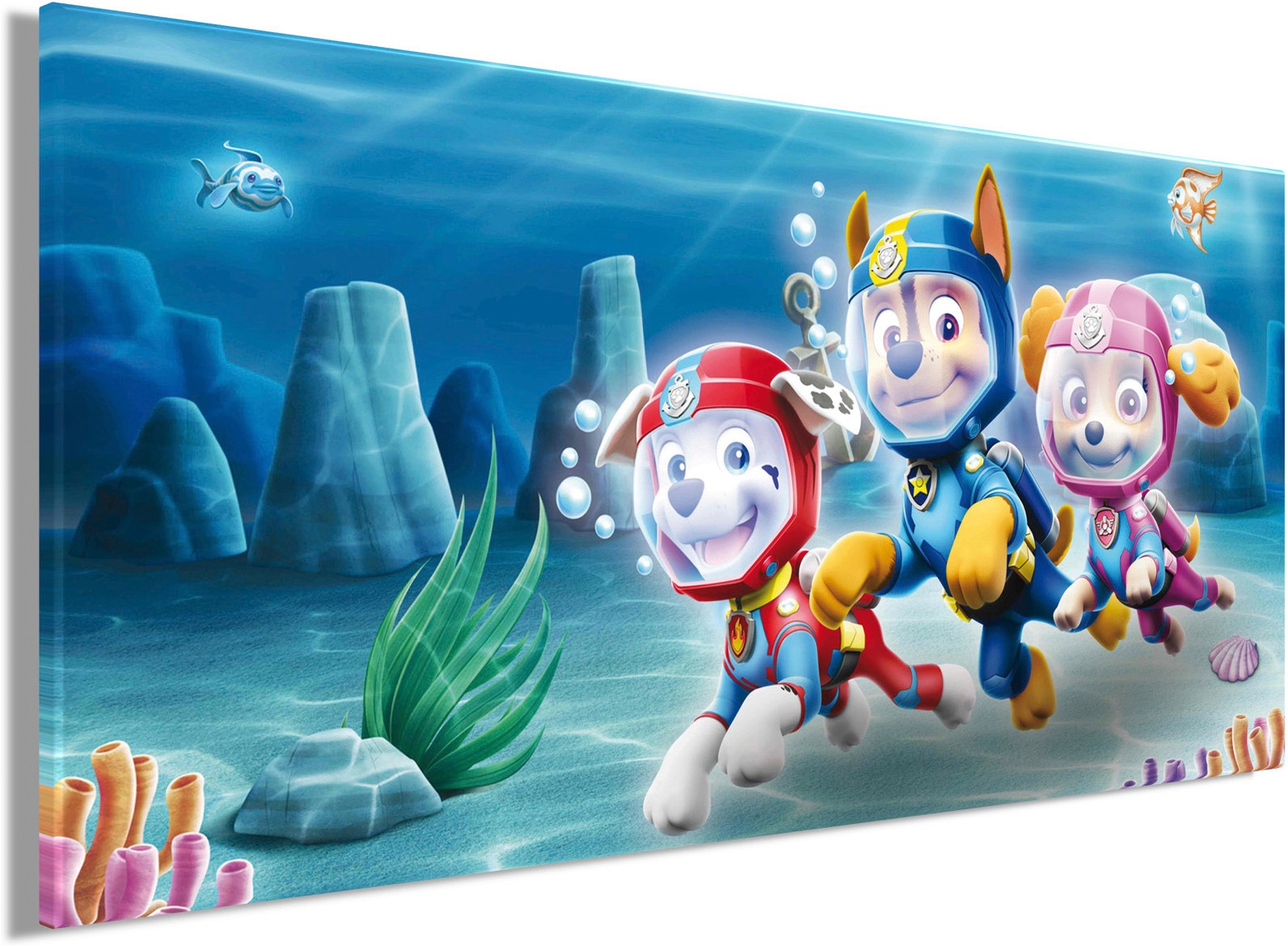 Bönninghoff Leinwandbild »Wandbild PAW PATROL – SEA 33x70 cm – Leinwandbild Keilrahmen Deko« Hunde | Paw Patrol | Unterwasserwelt 1 Stk. tlg. auf Keilrahmen gespannt