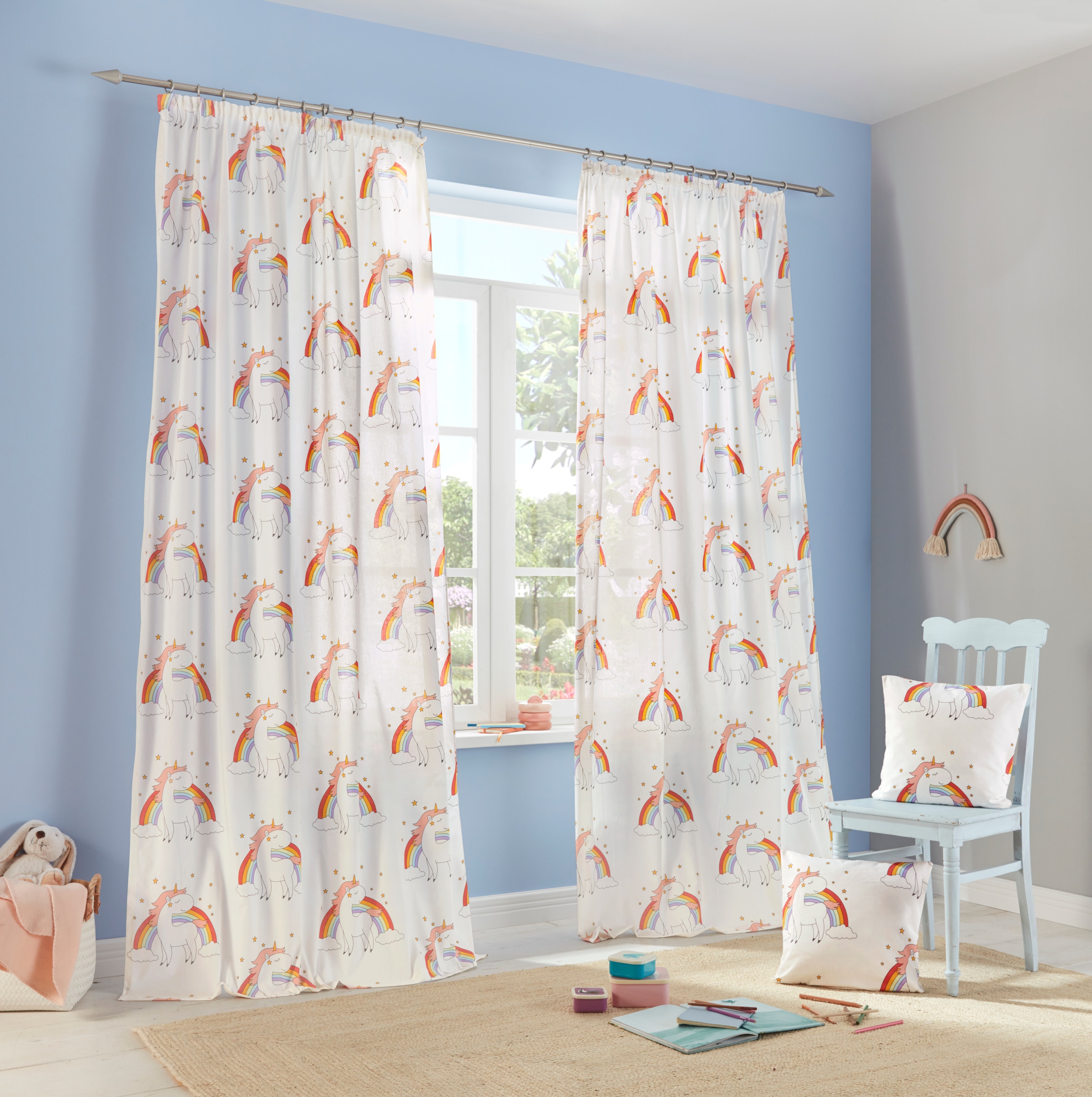 Lüttenhütt Gardine »EINHORN« Kräuselband 1 Stk. tlg. Kindergardine, bedruck günstig online kaufen