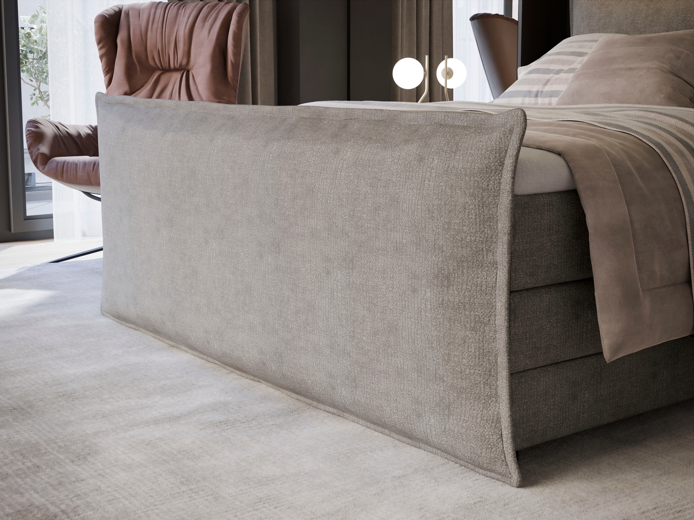 FORTE Boxspringbett »Harmonie inkl. Bettkasten und Topper, Kopf- und Fußteil in Kissenoptik« in den Breiten 140cm, 160cm und 180cm erhältlich