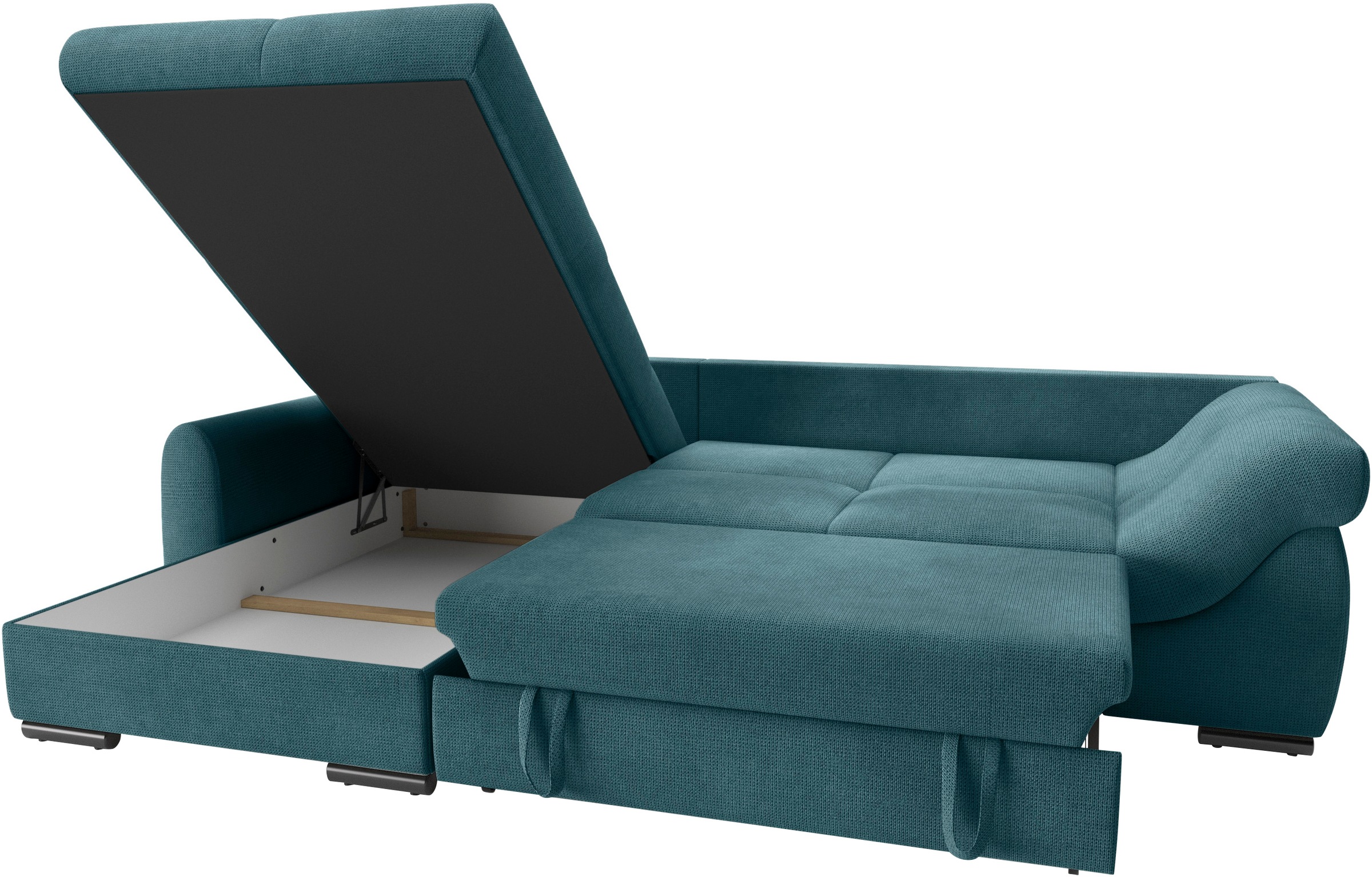 Mr. Couch Ecksofa »Livorno L-Form«, inkl. Hochschläfer-Bettauszug, XL-Bettkasten weiß beschichtet