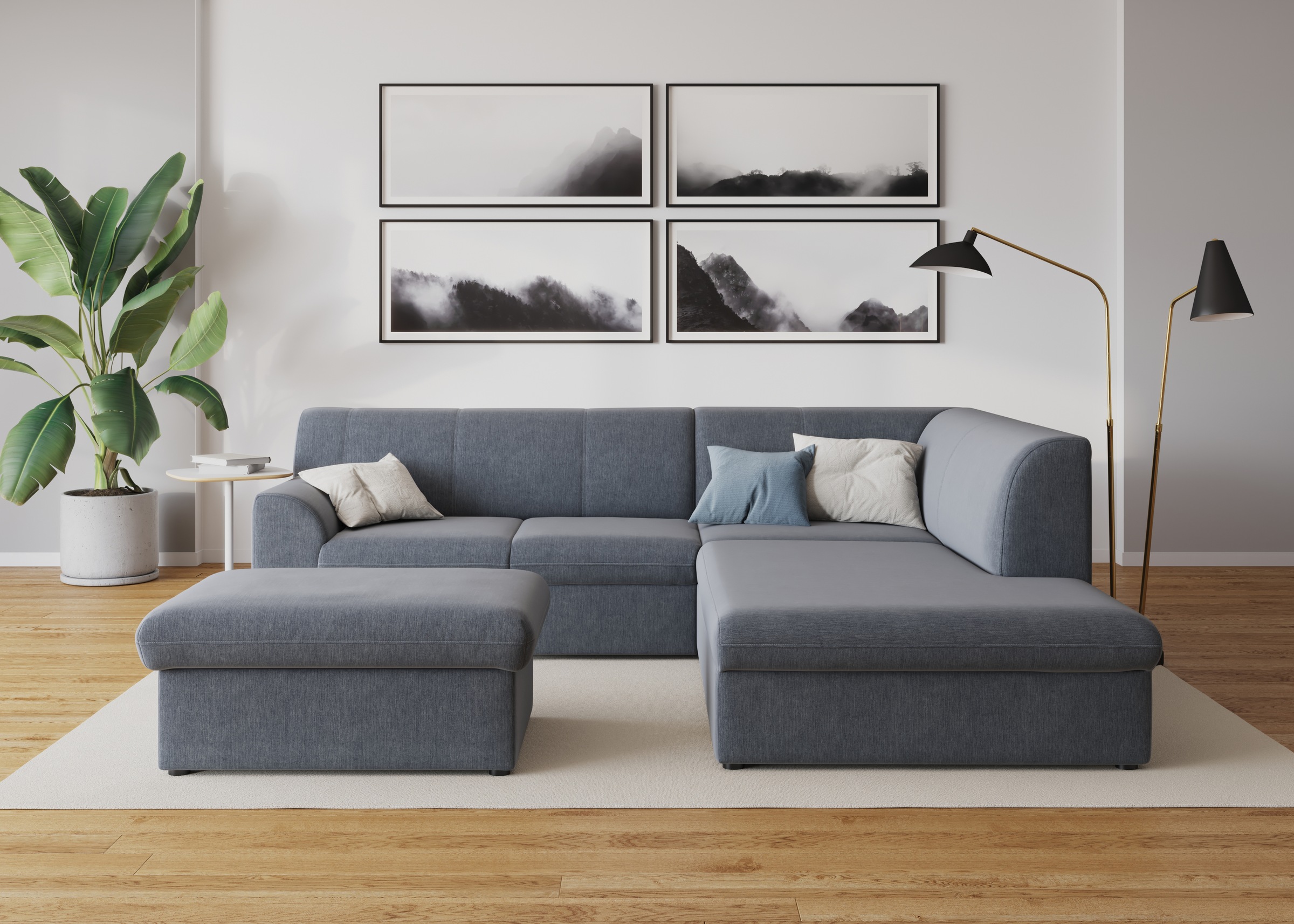 DOMO collection Ecksofa »Topper zeitlos elegant, kompakte Stellmaße, OTTOs Choice, L-Form«, mit Ottomane, wahlweise mit Schlaffunktion